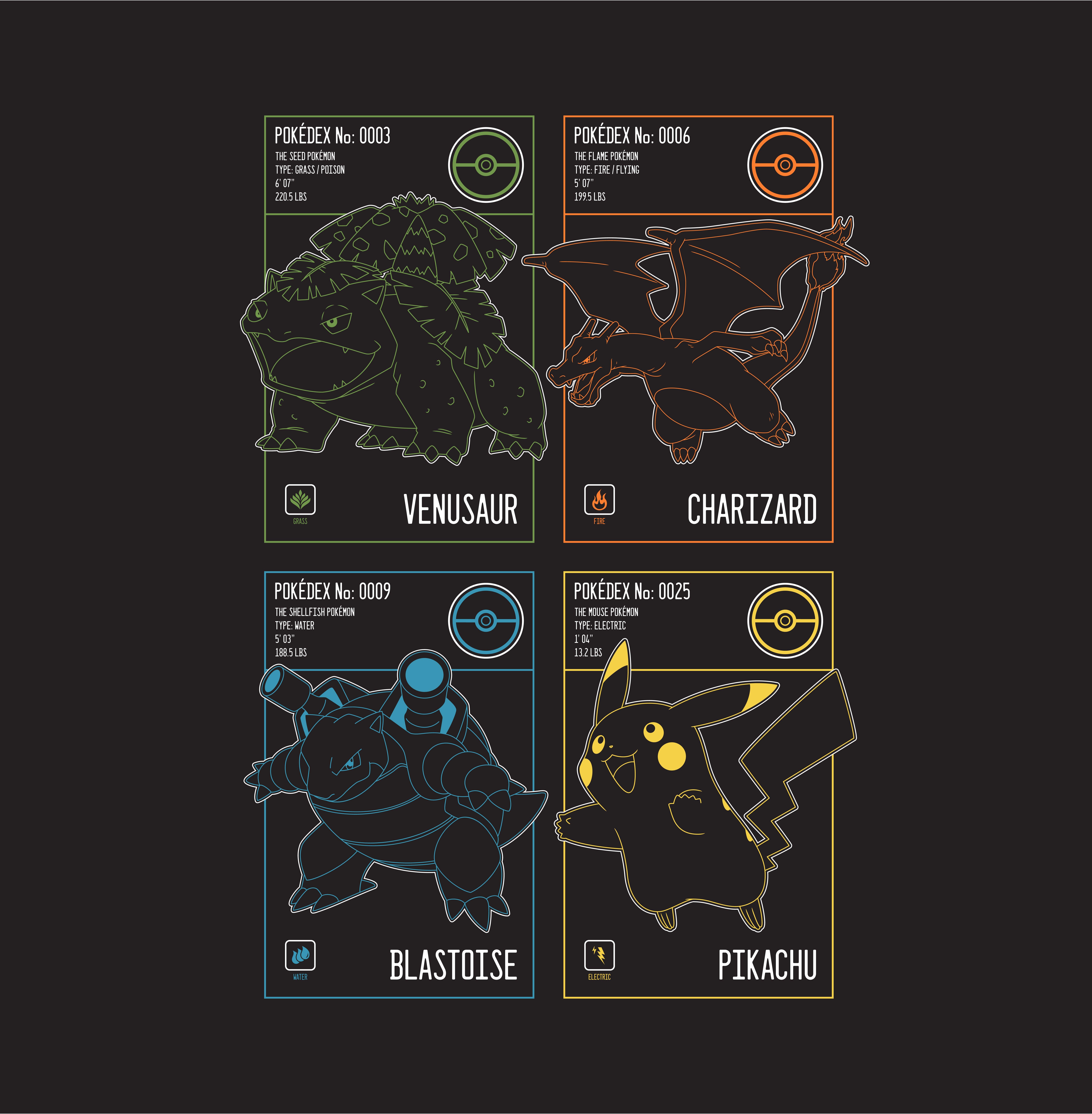 Pokemon Kanto Starters Unisex Short Sleeve Graphic T-Shirt GameStop Exclusive