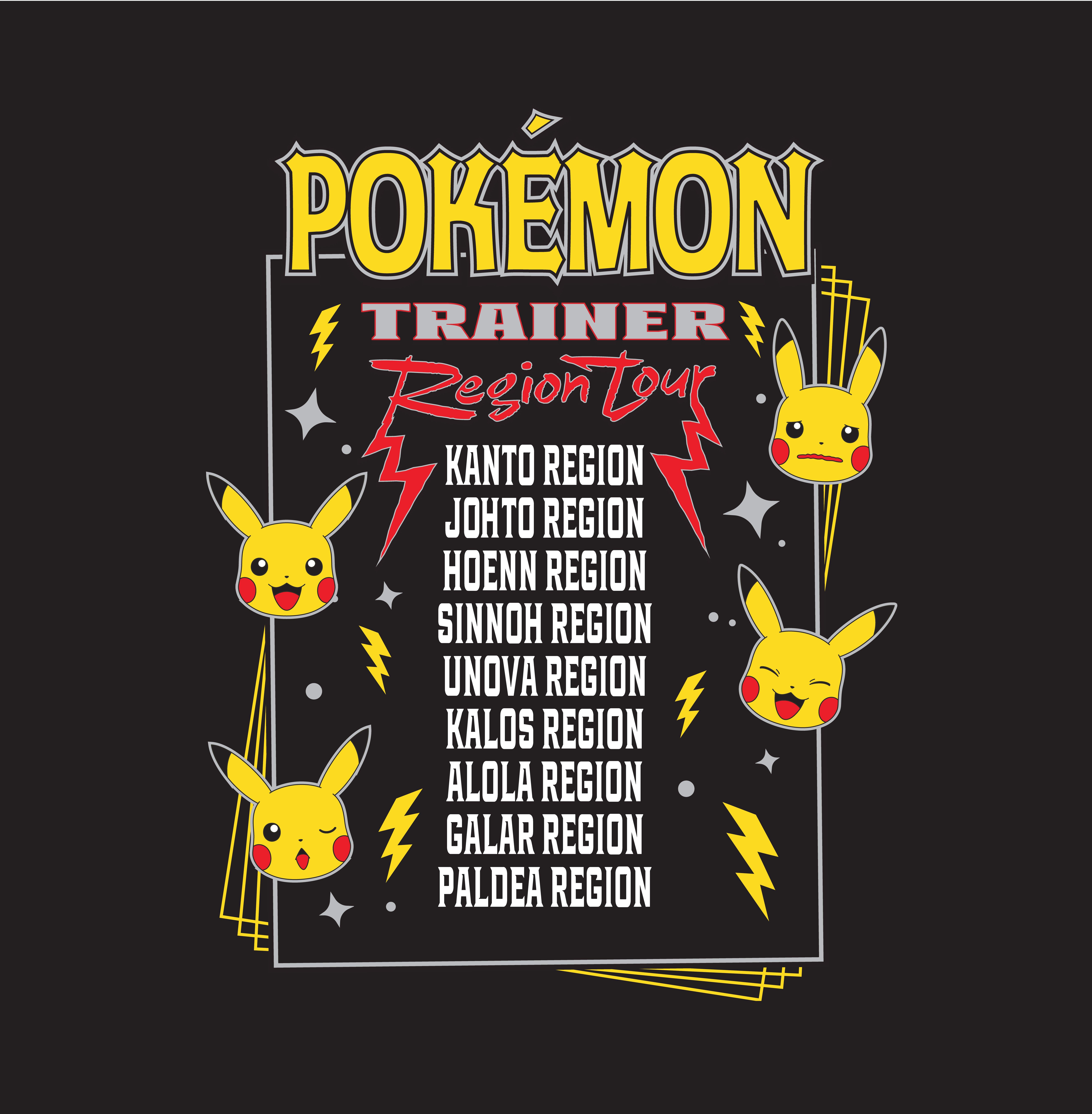Pokemon Pikachu Pika Tour Unisex Short Sleeve Graphic T-Shirt GameStop Exclusive