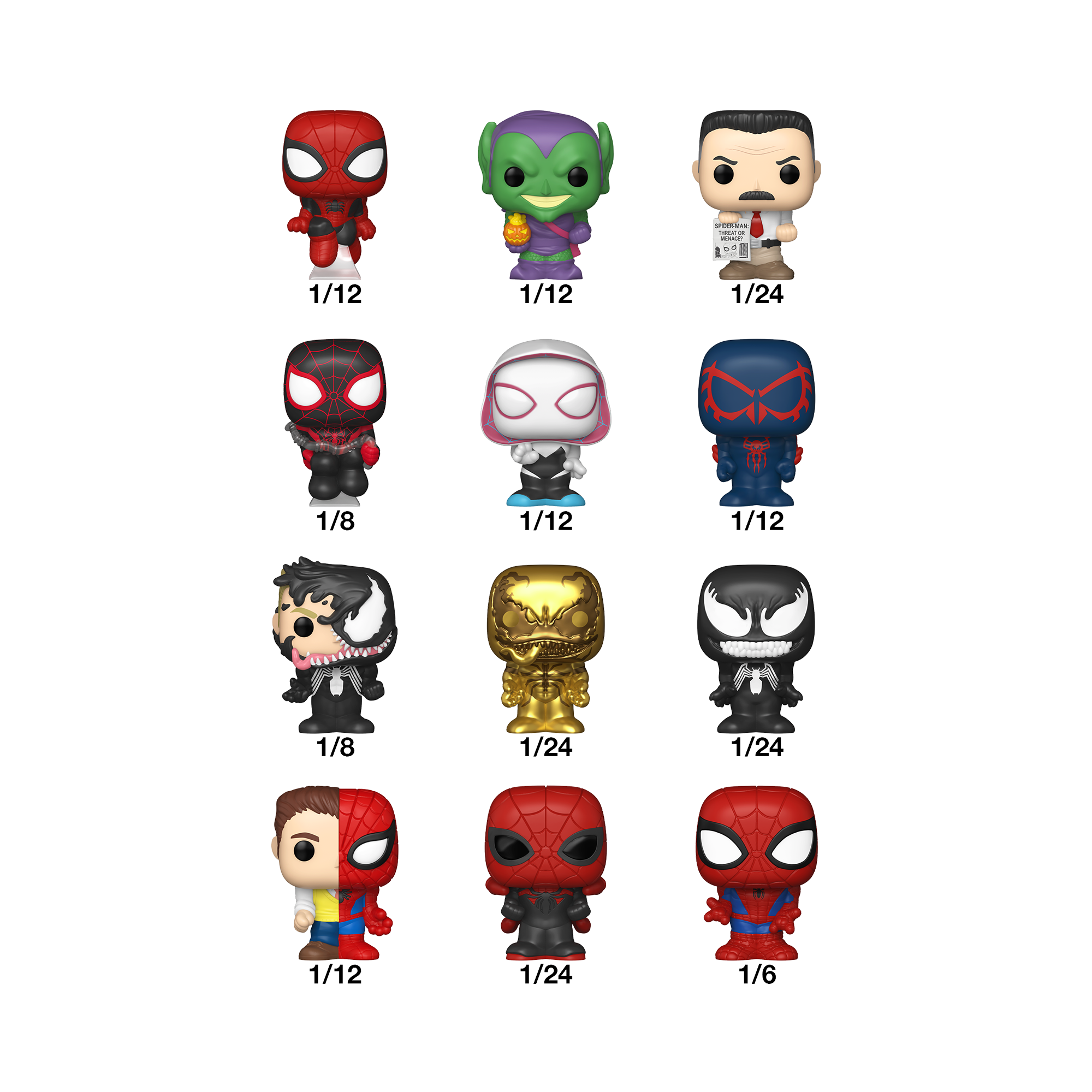 Funko Bitty POP! Marvel Spider-Man Vinyl Figure Set 24-Pack (Spider-Man, Green Goblin, J. Jonah Jameson, and More!)