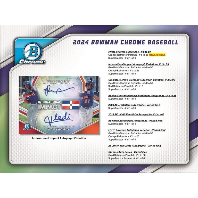 2024 Topps Bowman Chrome MLB Baseball HTA Choice Box | GameStop 2024 Topps Bowman Chrome MLB Baseball HTA Choice Box | GameStop