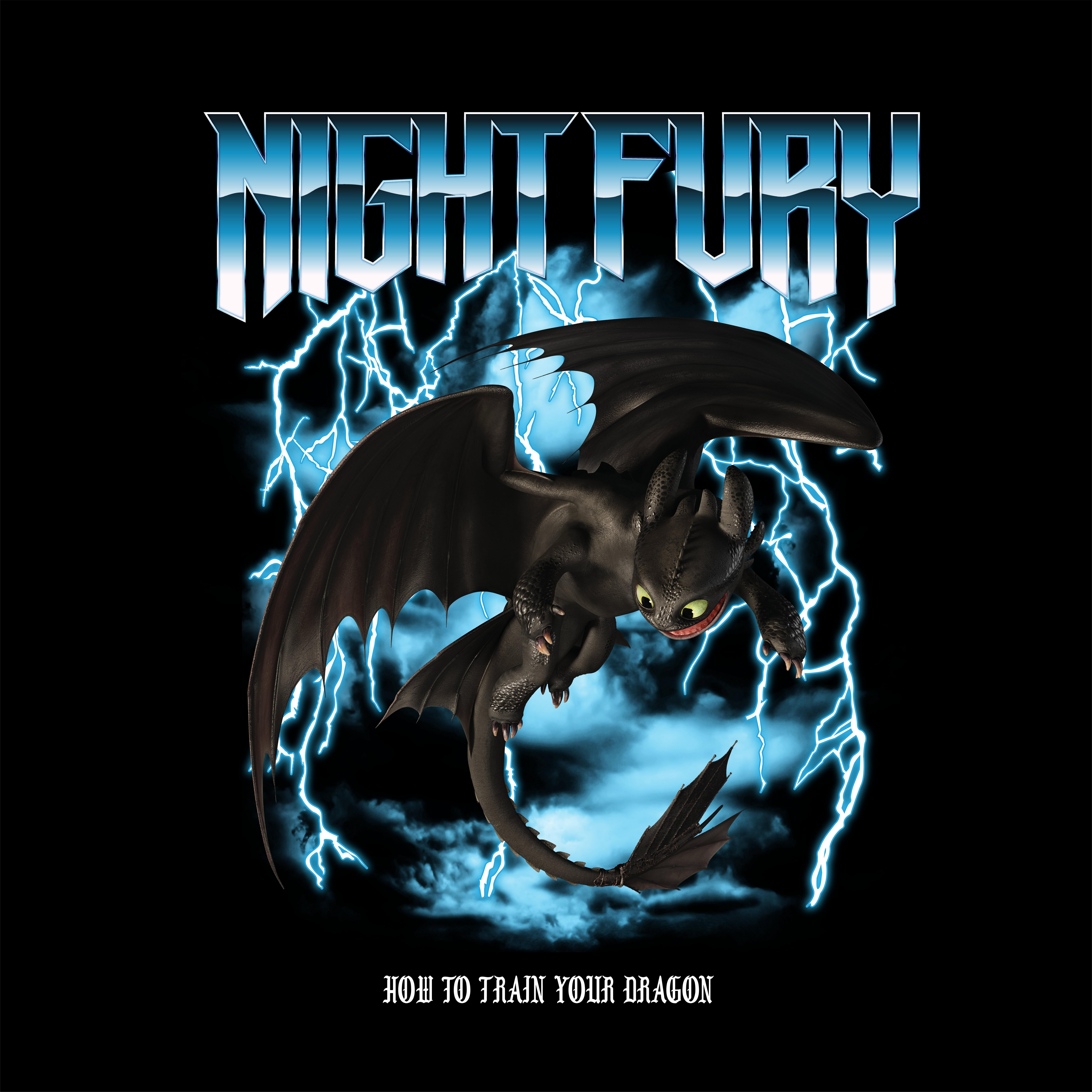 How to Train Your Dragon Toothless Metal Unisex Short Sleeve Graphic T-Shirt GameStop Exclusive
