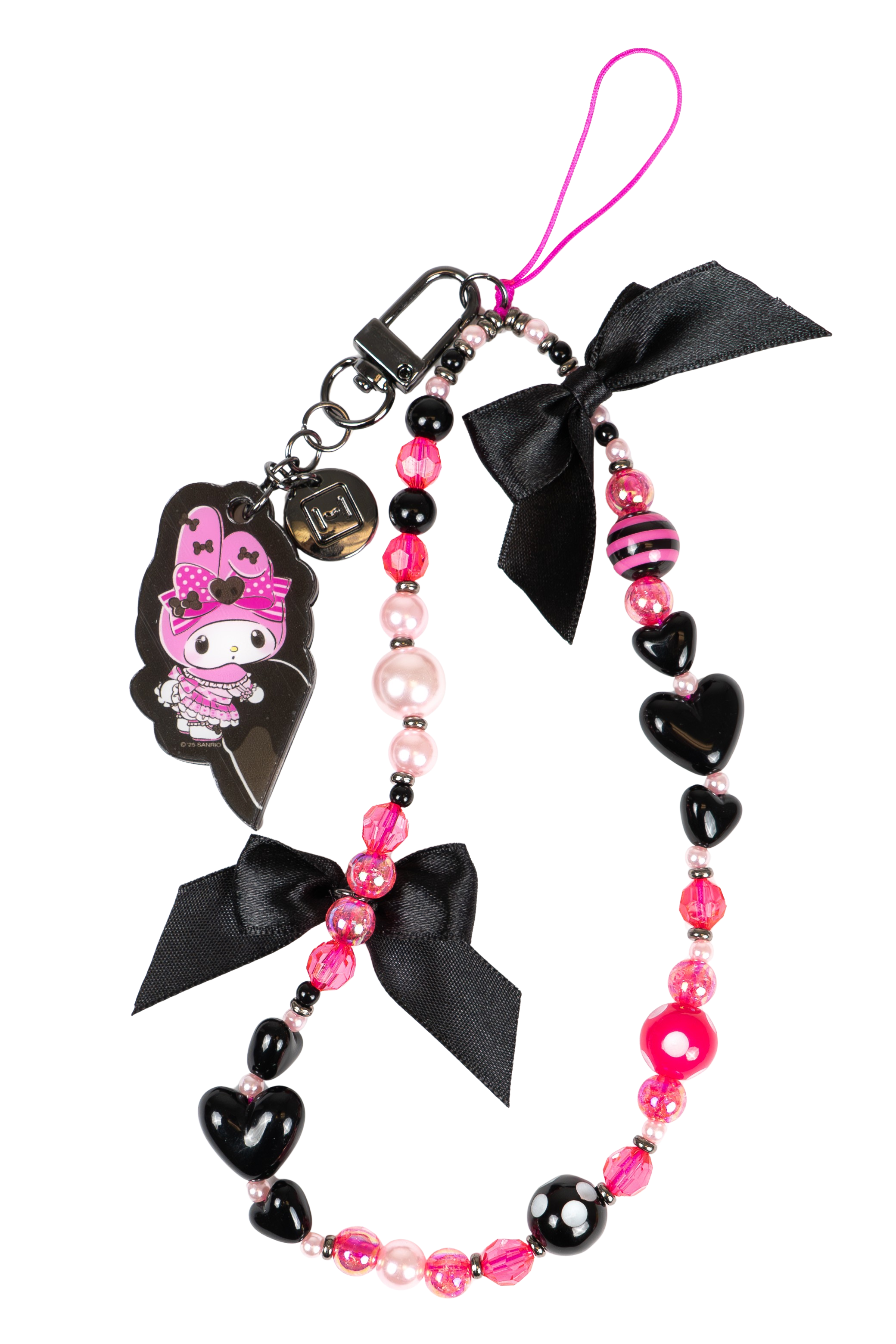 Sanrio My Melody and Kuromi Anniversary Beaded Charm Mobile Phone Wrist Strap