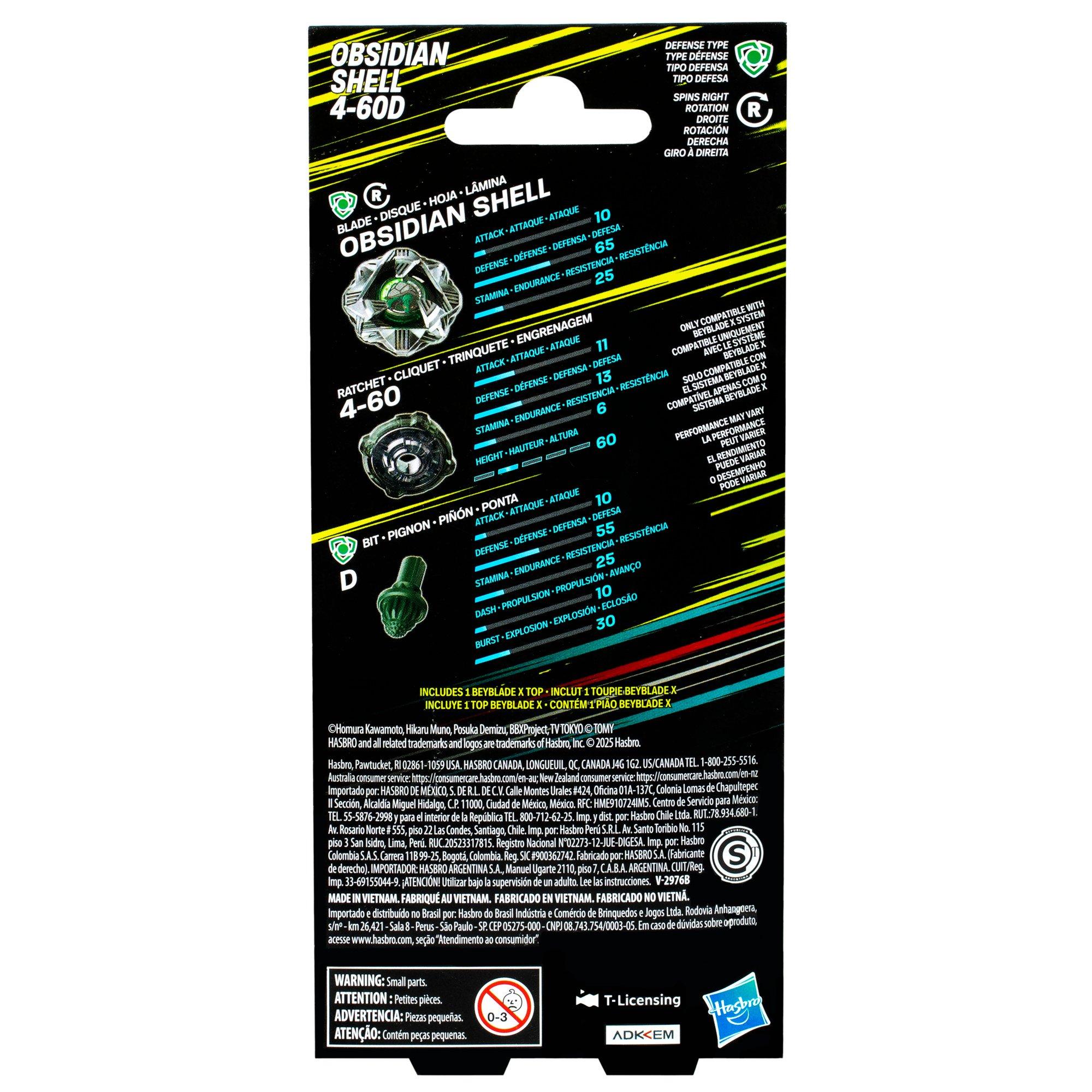 Hasbro Beyblade X Obsidian Shell 4-60D Booster Pack Set