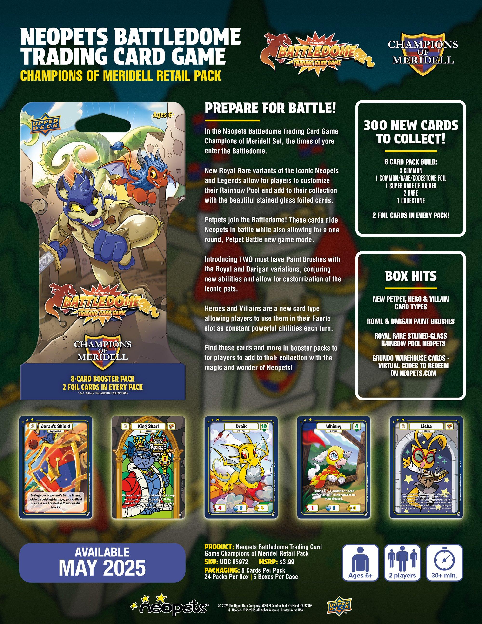 Neopets Battledome Trading Card Game Champions of Meridell Booster Pack