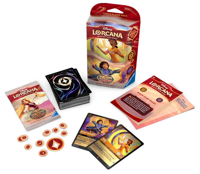lorcana starter deck amazon Ravensburger Disney TCG: The First Chapter - Ruby & Emerald Single-Player | Engaging Gameplay | Over 200 Original Disney Artworks Each Disney Lorcana TCG single player deck includes everything a player needs to start playing against another player who has their own deck Ravensburger Disney Lorcana TCG: Archazia's