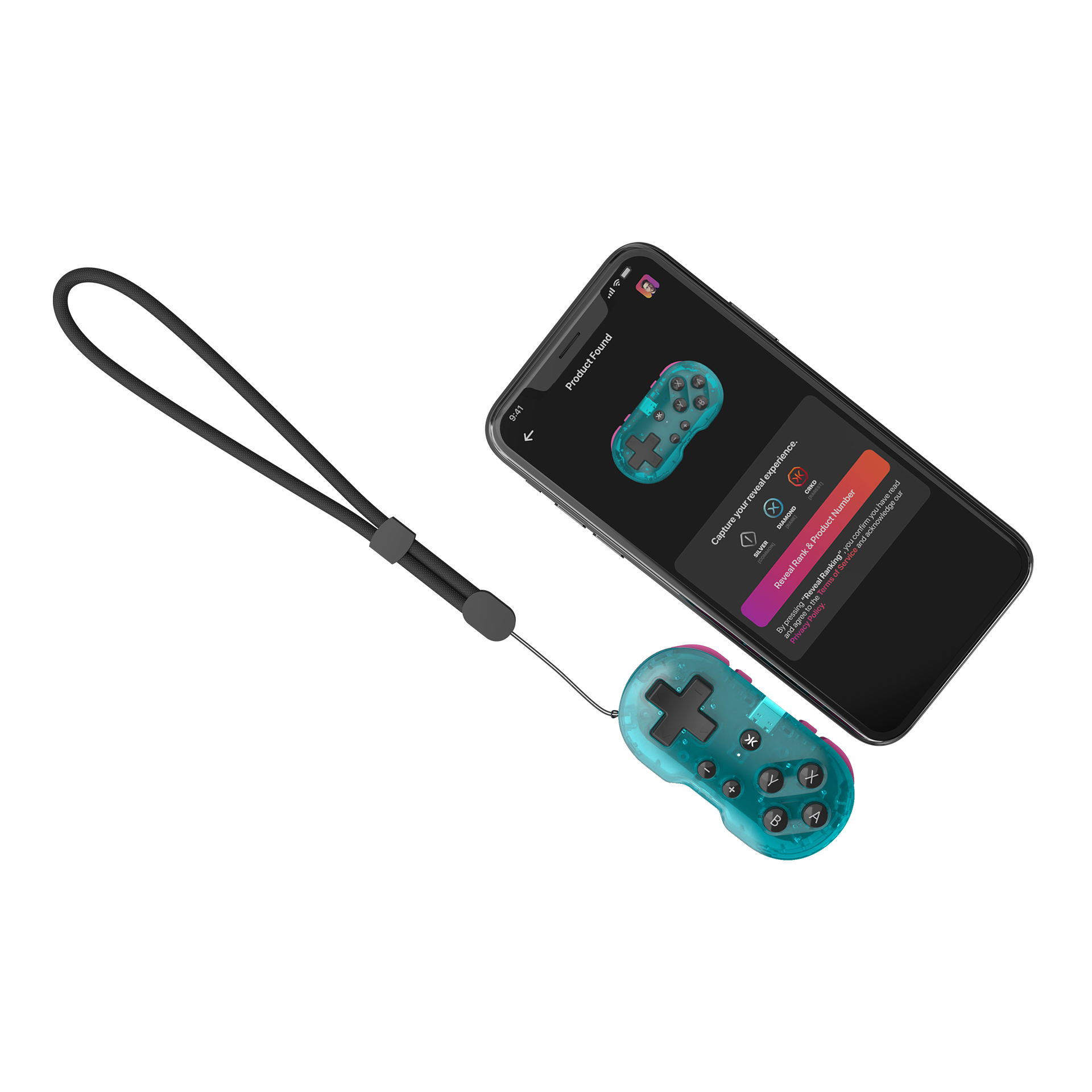 CRKD ATOM Keychain Controller for Nintendo Switch, PC/Mac, Mobile Gaming Glacier Blue
