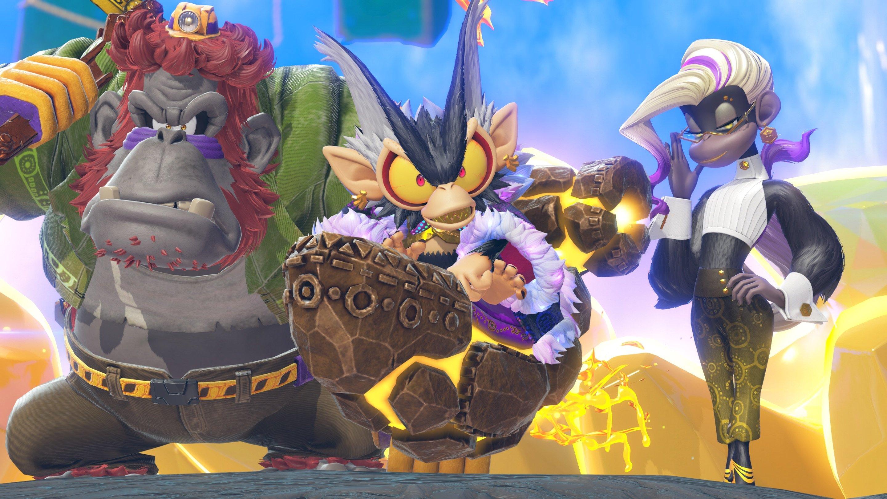 Donkey Kong utilisant une attaque puissante contre des ennemis