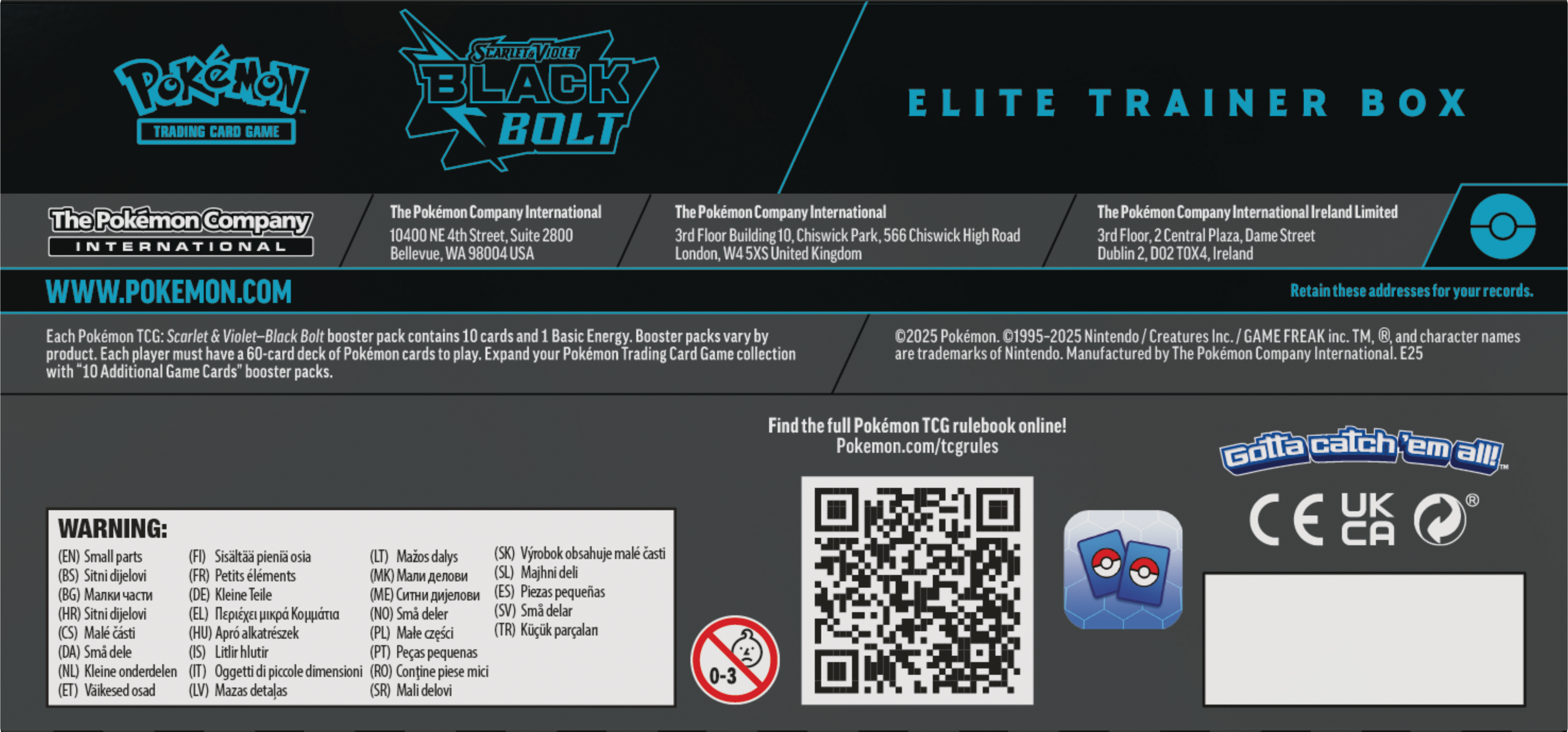 Pokemon Trading Card Game: Black Bolt Elite Trainer Box