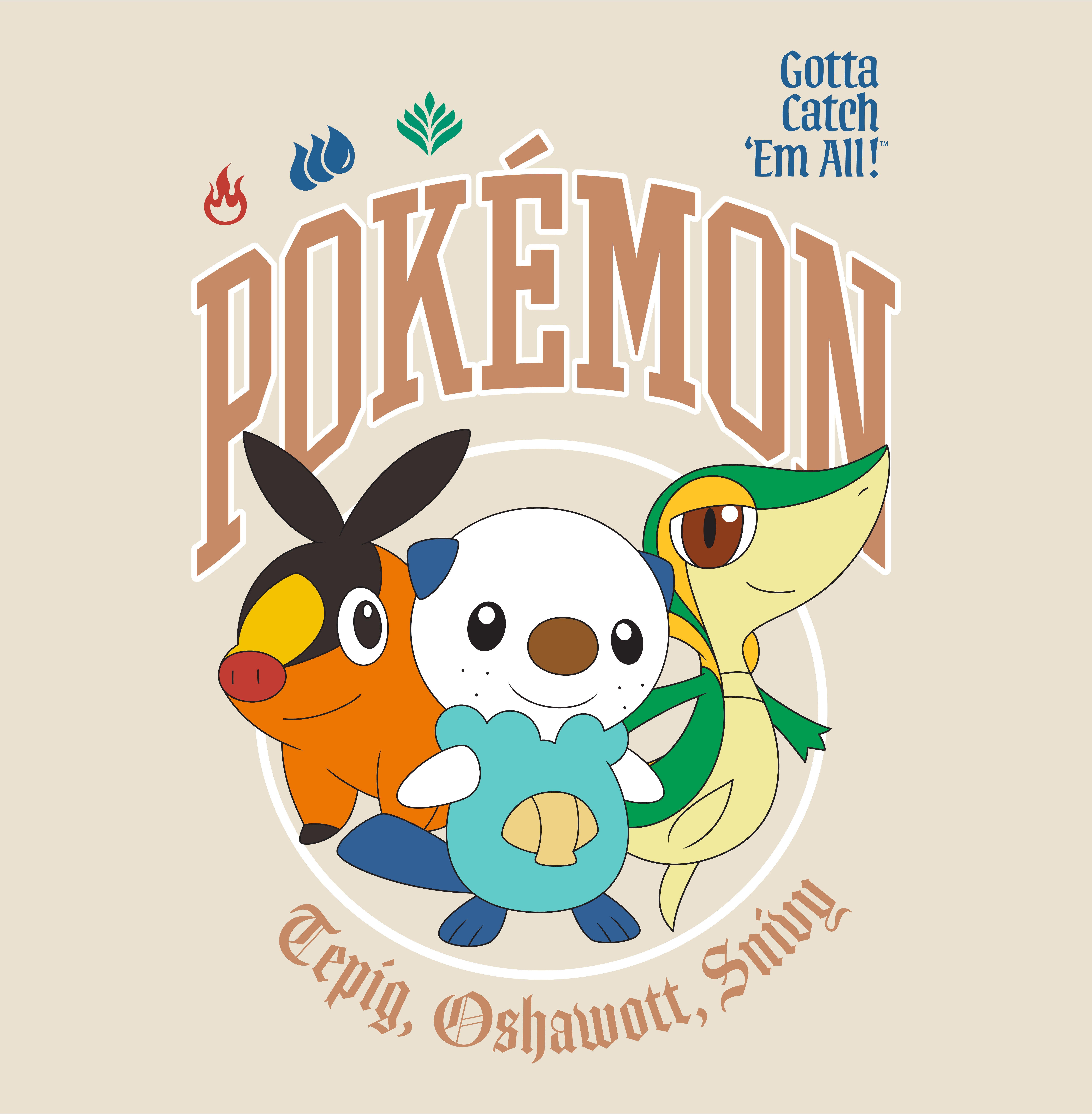 Pokemon Unova Starters Graphic Unisex T-Shirt GameStop Exclusive