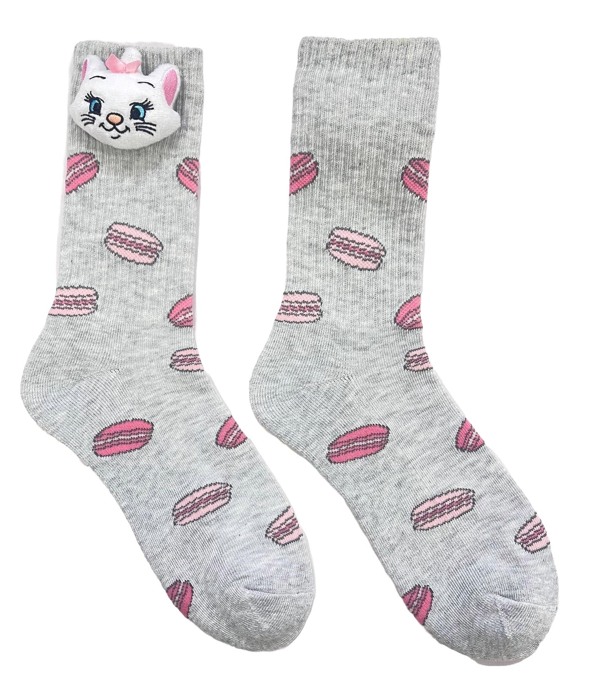 Disney Aristocats Cushion Crew Socks with 3D Plush Head, High Point Design