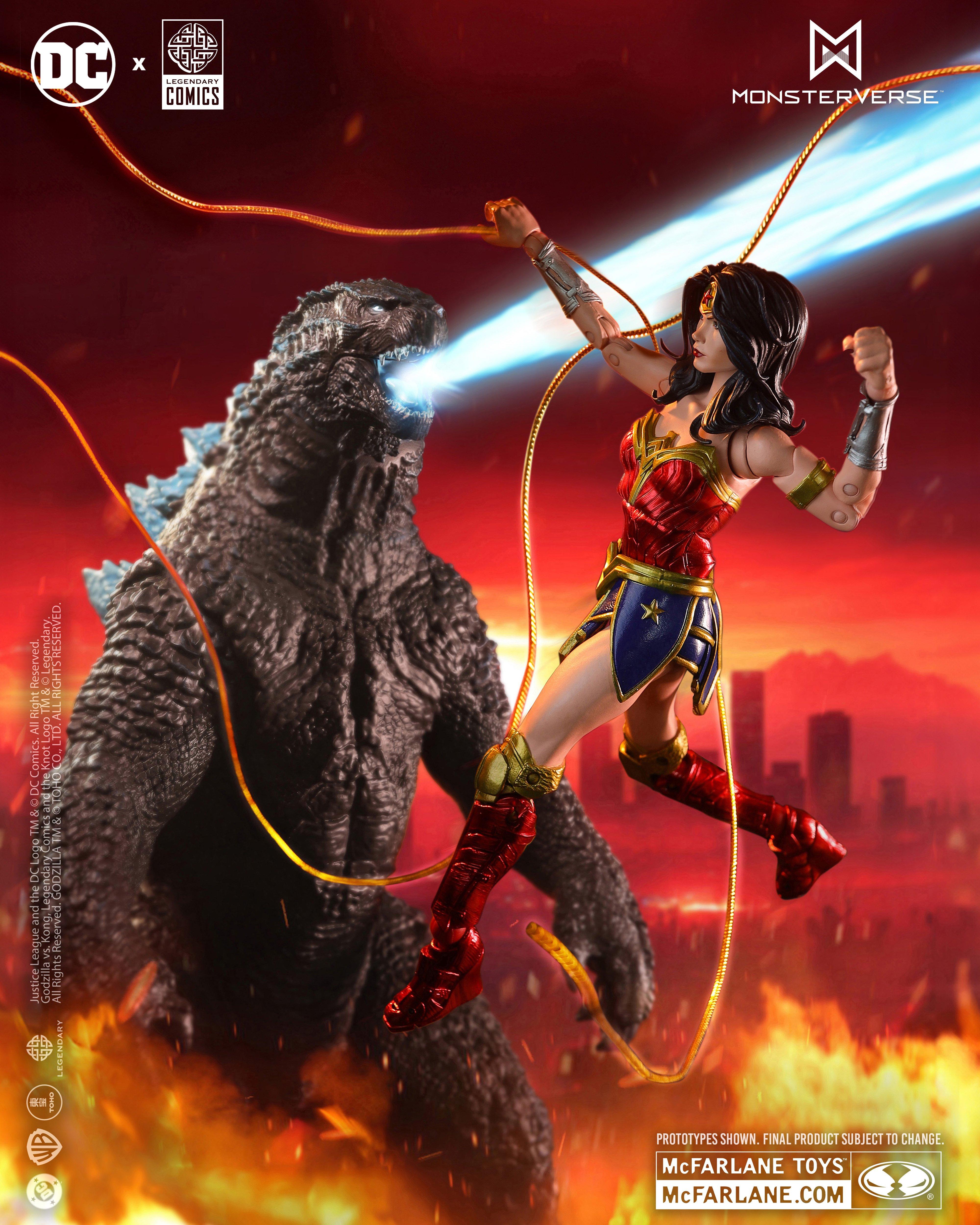 McFarlane Toys DC Multiverse Justice League Wonder Woman vs Atomic Blast Godzilla Action Figures 2-Pack