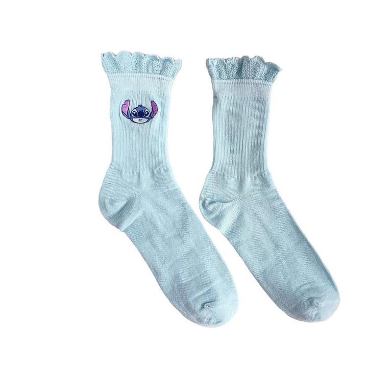 Disney Lilo and Stitch - Stitch Ribbed Crew Socks with Crochet Trim 1-Pack