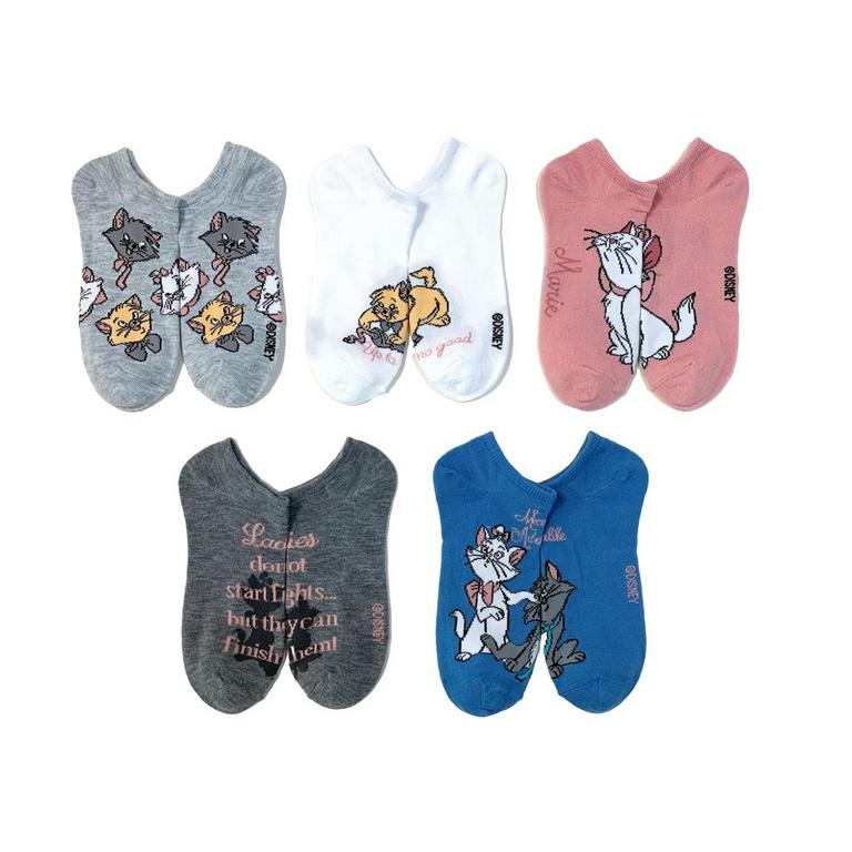 Disney Aristocats Polyester No-Show Socks 5-Pack