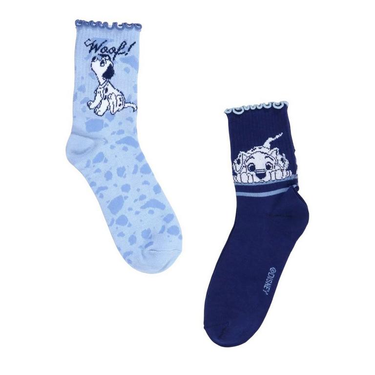 Disney 101 Dalmatians Womens Blue Crew Socks 2-Pack