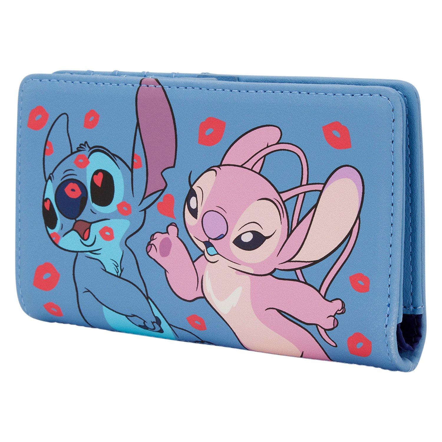 Loungefly Disney Lilo and Stitch Angel and Stitch Kisses Flap Wallet GameStop Exclusive