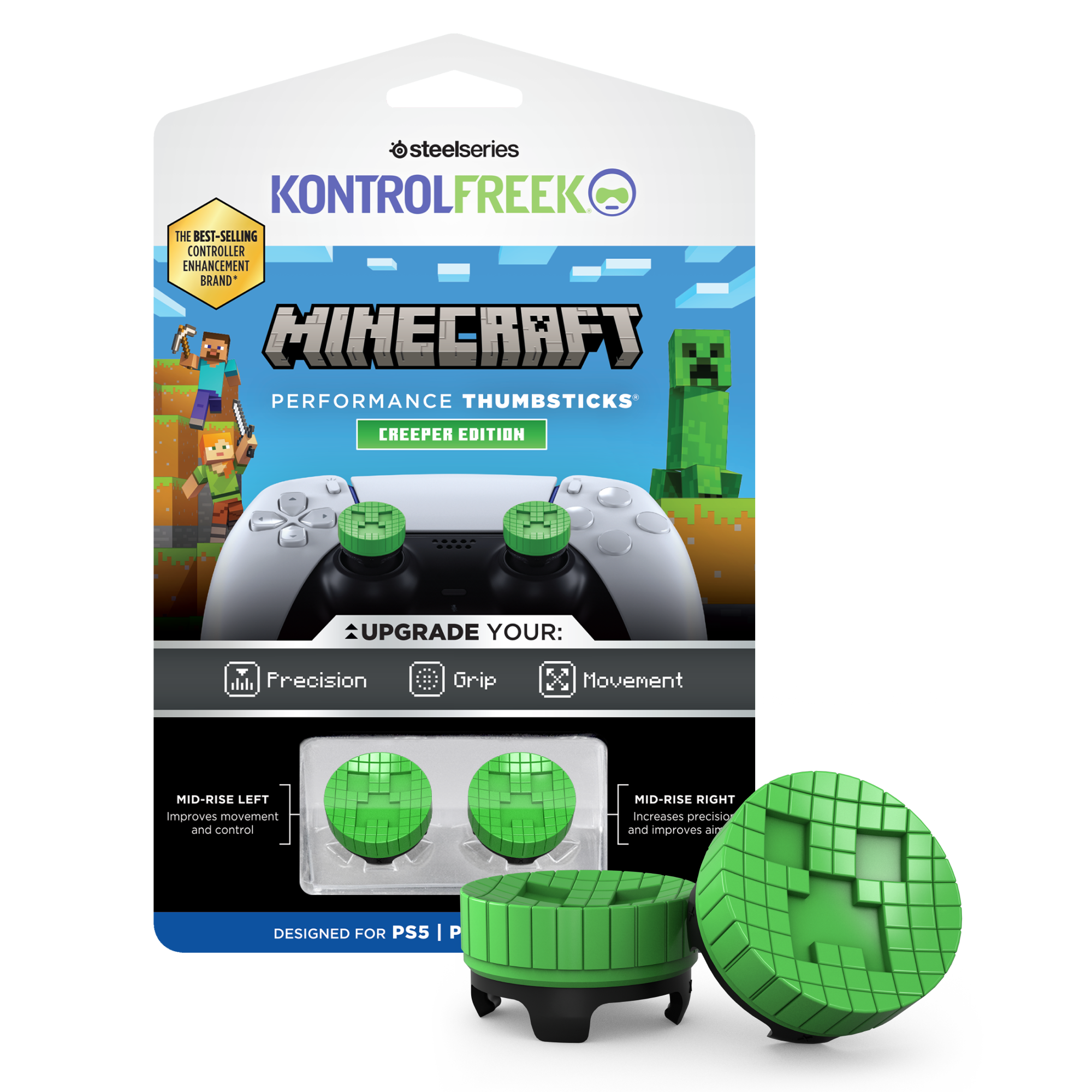 KontrolFreek Performance Thumbsticks for Playstation 5 and Playstation 4 - Minecraft Creeper