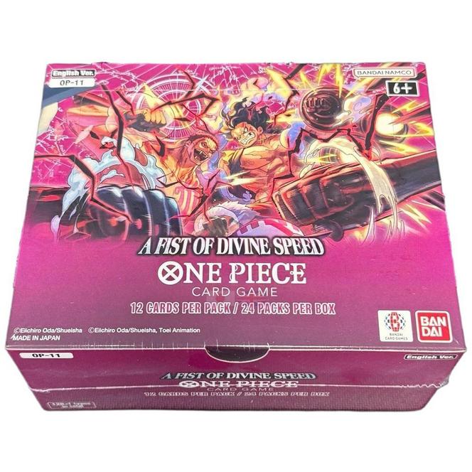 one piece booster box op 11 OP-11 A Fist of Divine Speed Japanese Display JapHunter 24 booster packs per box (12 cards per pack). One Piece TCG OP-11 A
