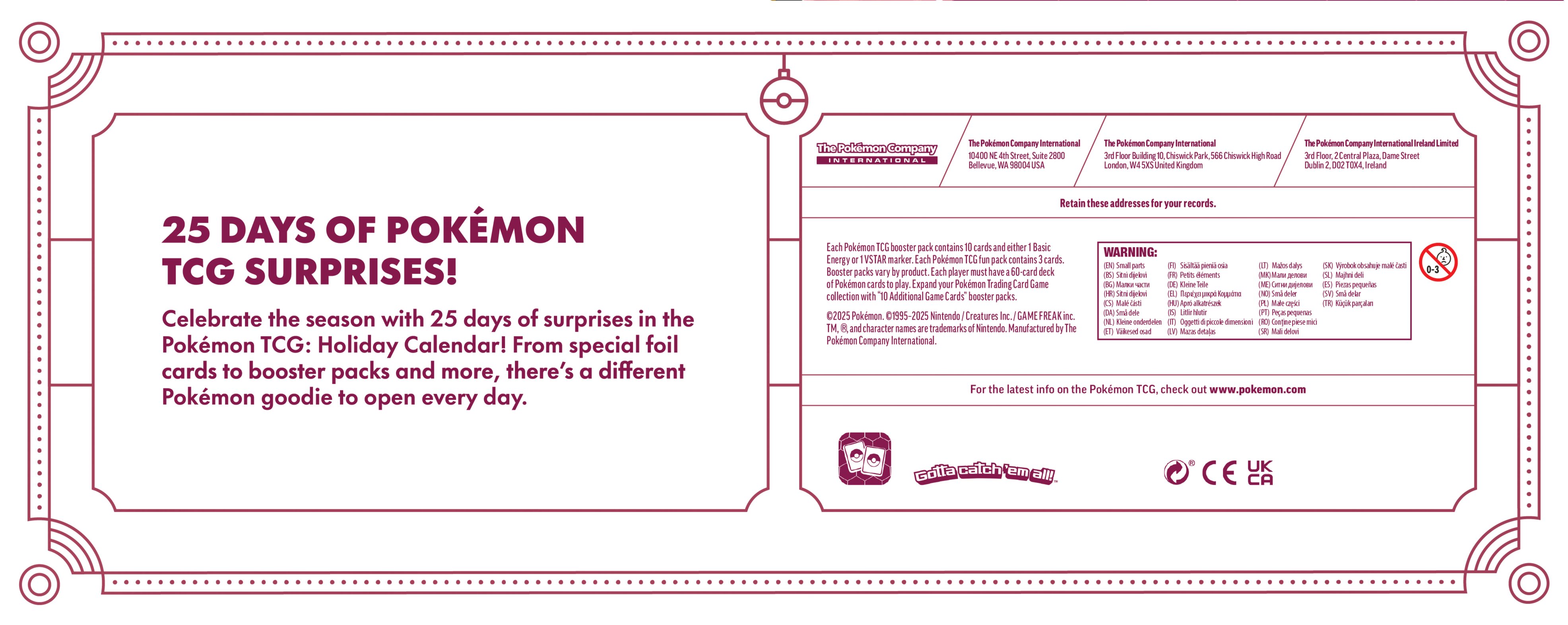Pokemon Trading Card Game: Holiday Calendar 2025