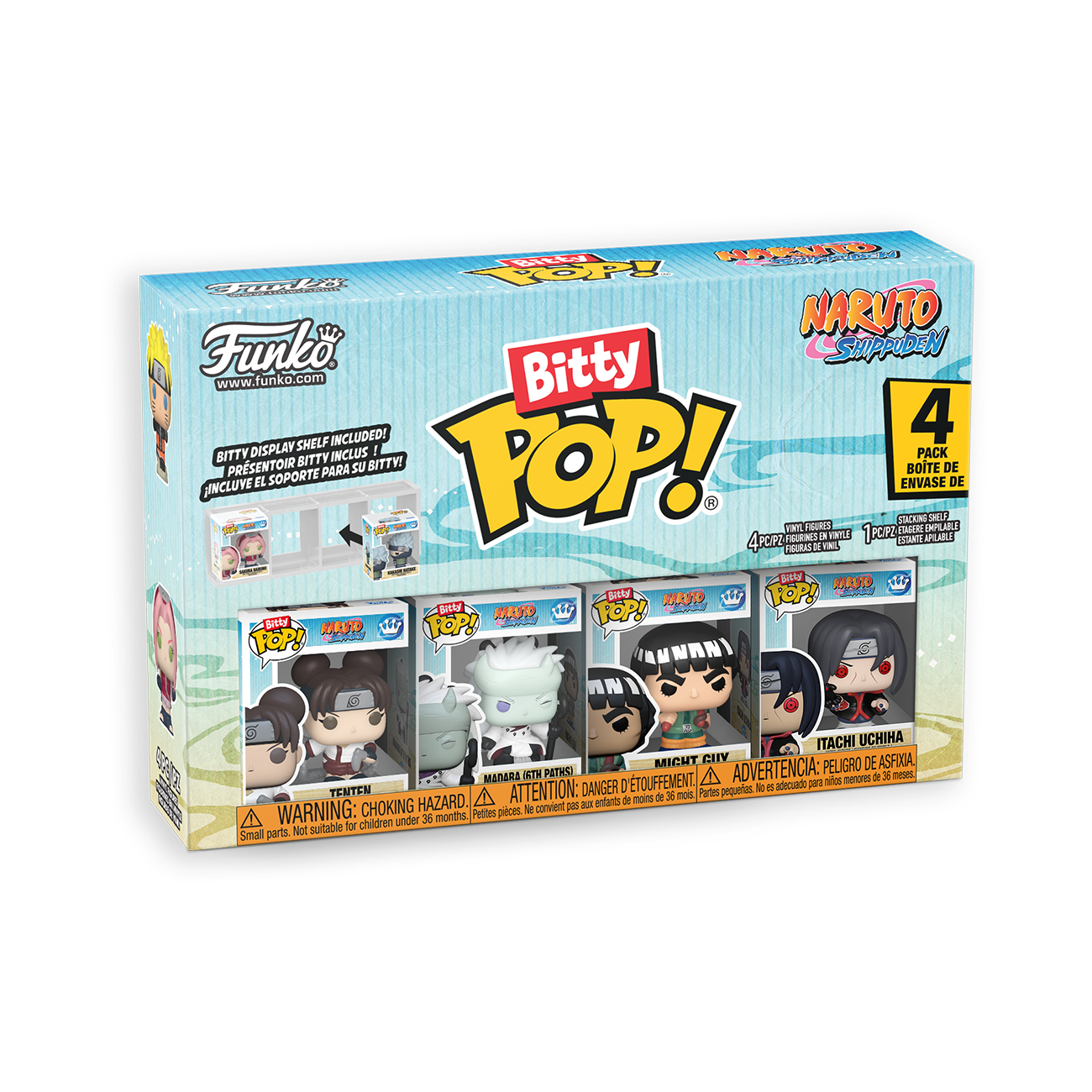 Funko Bitty POP!: Naruto: Shippuden 0.9-in Vinyl Figure Set 4-Pack (Tenten, Madara (6th Paths), Might Guy, and Itachi Uchiha)