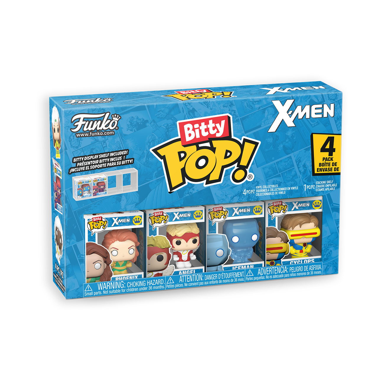 Funko Bitty POP!: Marvel X-Men 0.9-in Vinyl Figure Set 4-Pack (Phoenix, Angel, Iceman, and Cyclops)