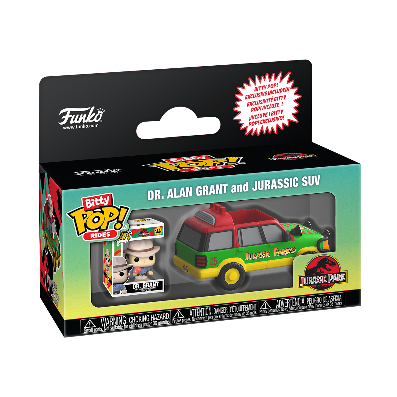 Funko Bitty POP! Ride: Jurassic Park Ride Dr. Alan Grant and Jurassic SUV Vinyl Figure Set