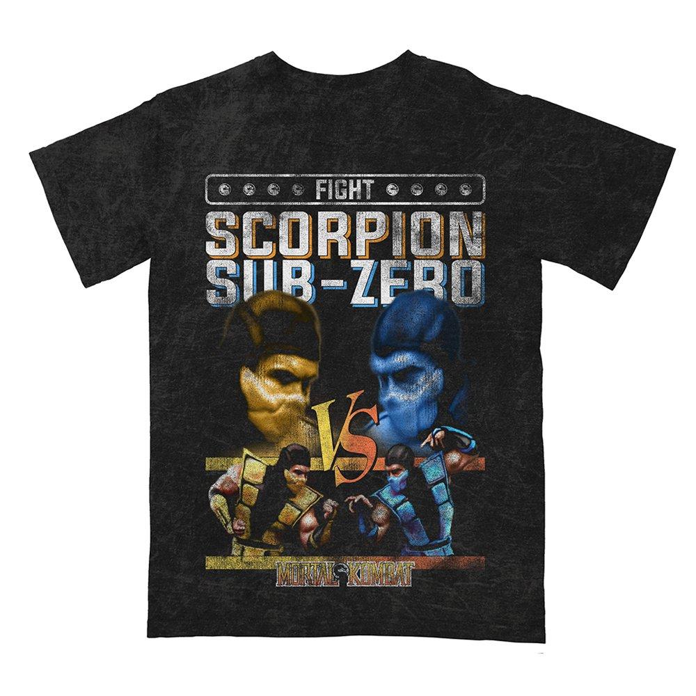Mortal Kombat Scorpion vs Sub-Zero Mineral Wash Graphic Unisex T-Shirt GameStop Exclusive, Size: XL