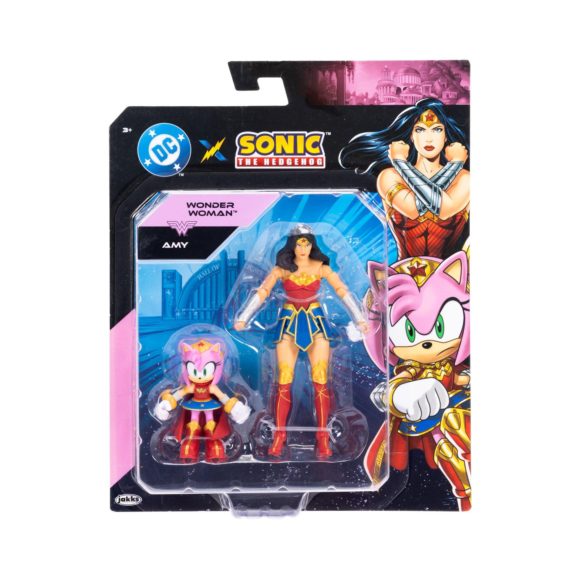 Jakks Pacific DC Comics x Sonic The Hedgehog Amy and Wonder Woman Figure Set 2-Pack