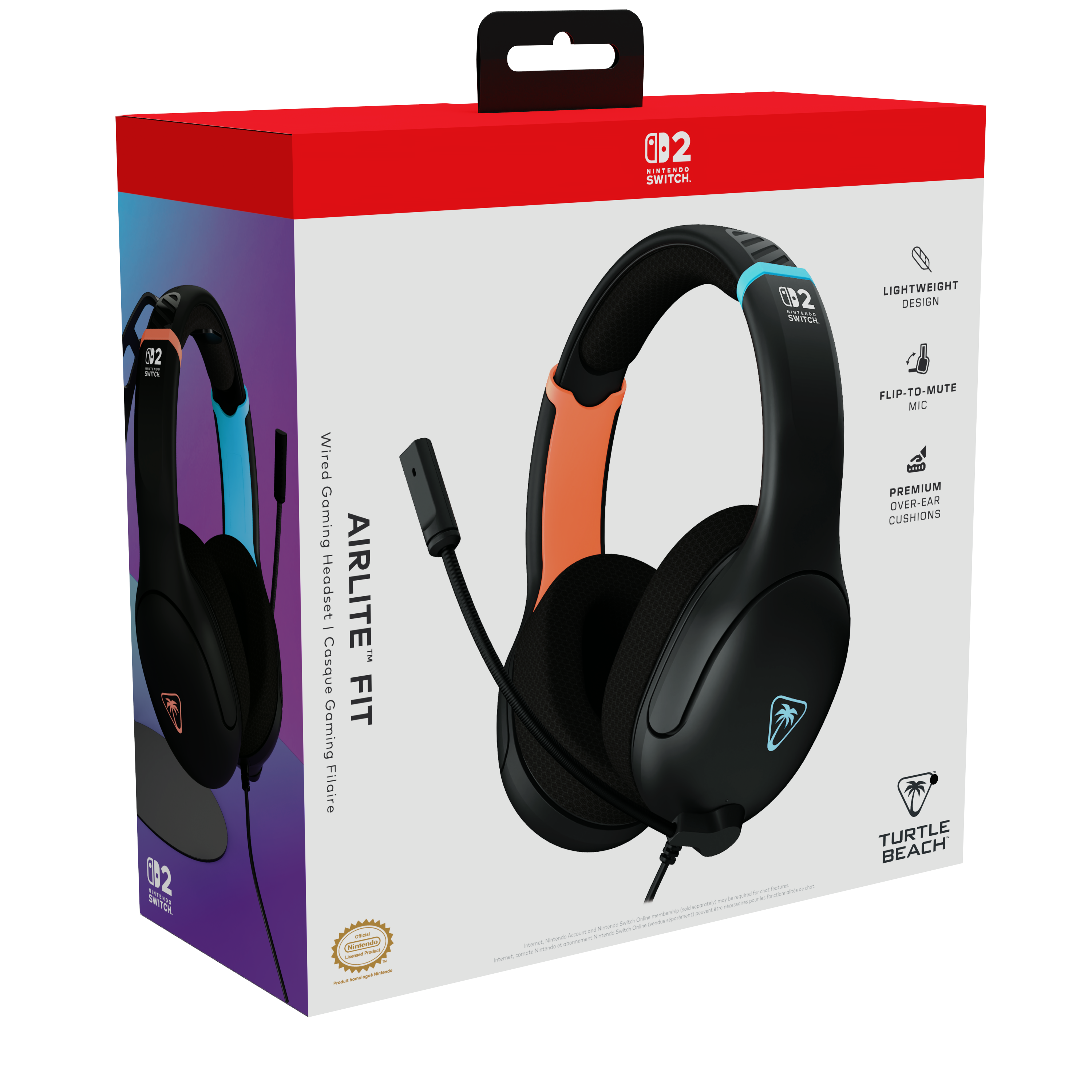 Turtle Beach Airlite Fit Wired Gaming Headset (Charcoal Black) for Nintendo Switch 2, Nintendo Switch, Switch Lite and Switch