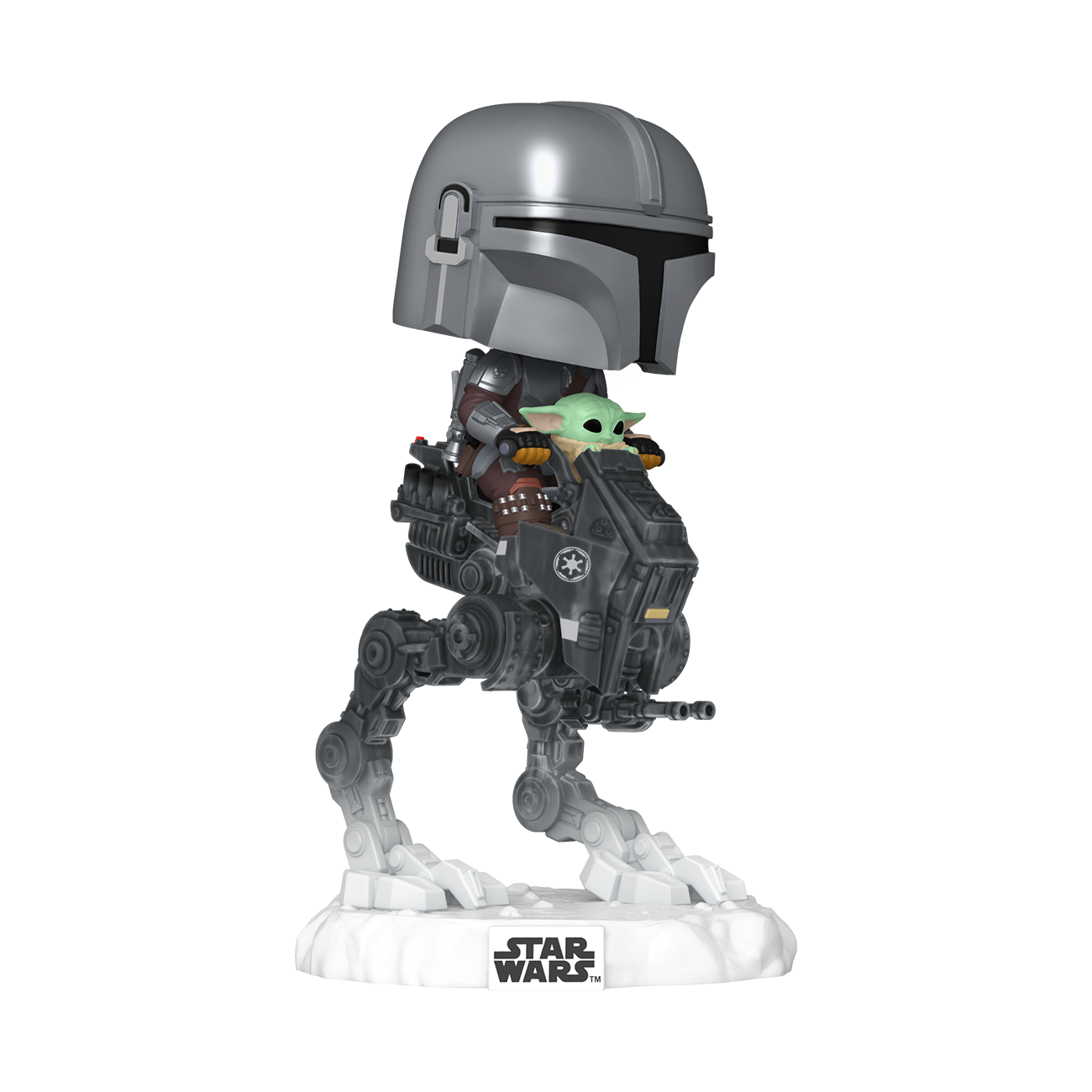 Funko POP Rides: Star Wars: The Mandalorian and Grogu The Mandalorian with Grogu in Imperial Remnant AT-RT 6.9-in Vinyl Bobblehead