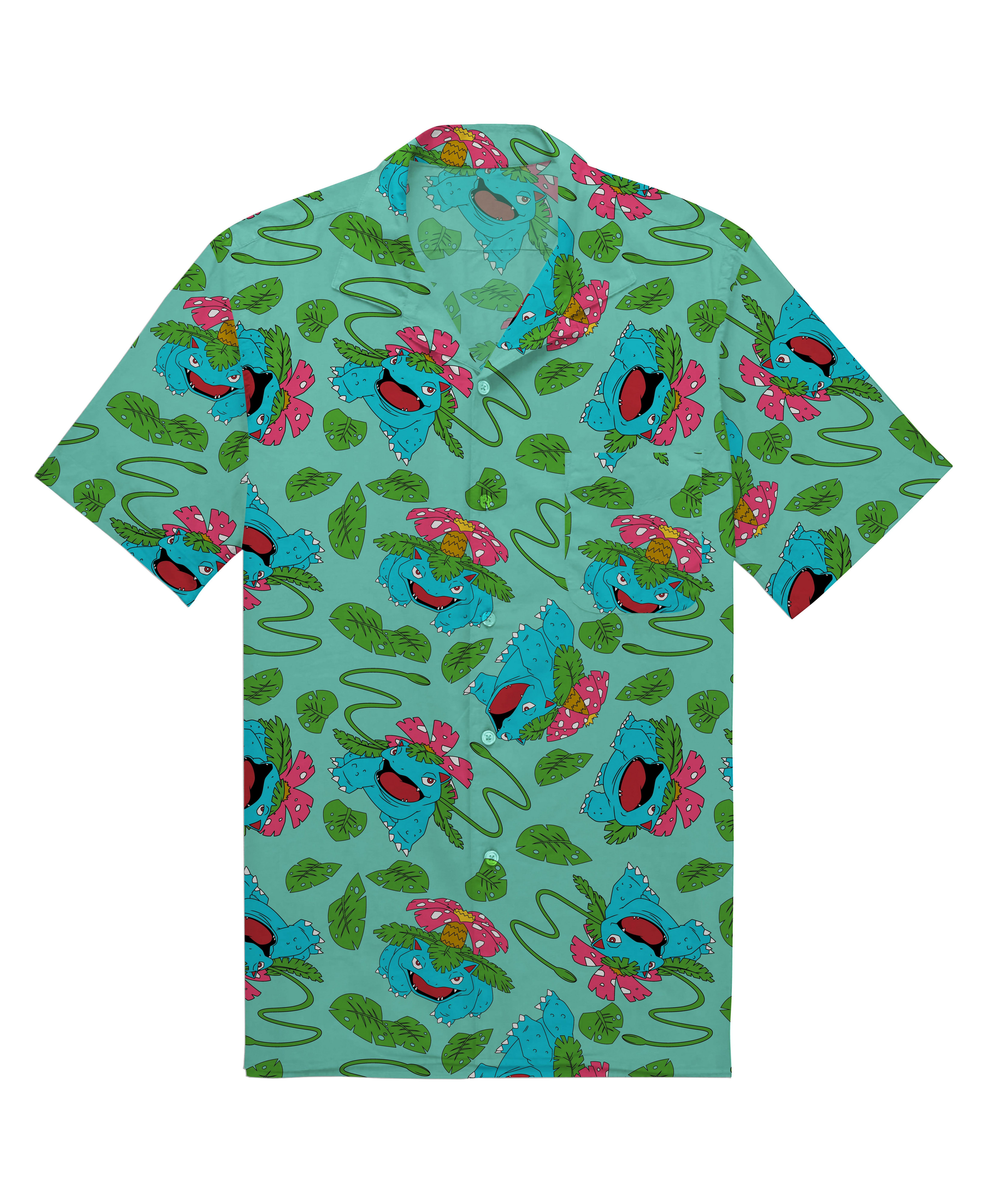 Pokemon Venusaur Leaves Unisex Button Up Shirt GameStop Exclusive