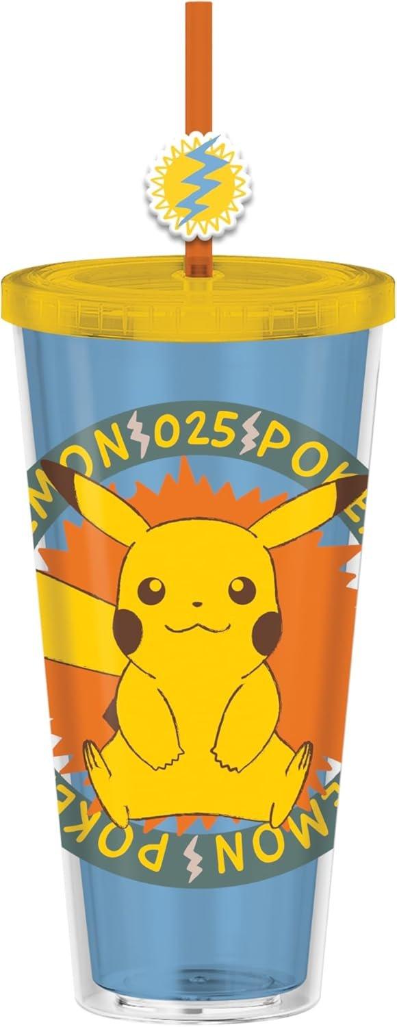Pokemon Peaceful Sitting Pose Plastic 24oz Cold Cup with Lid and Topper Straw