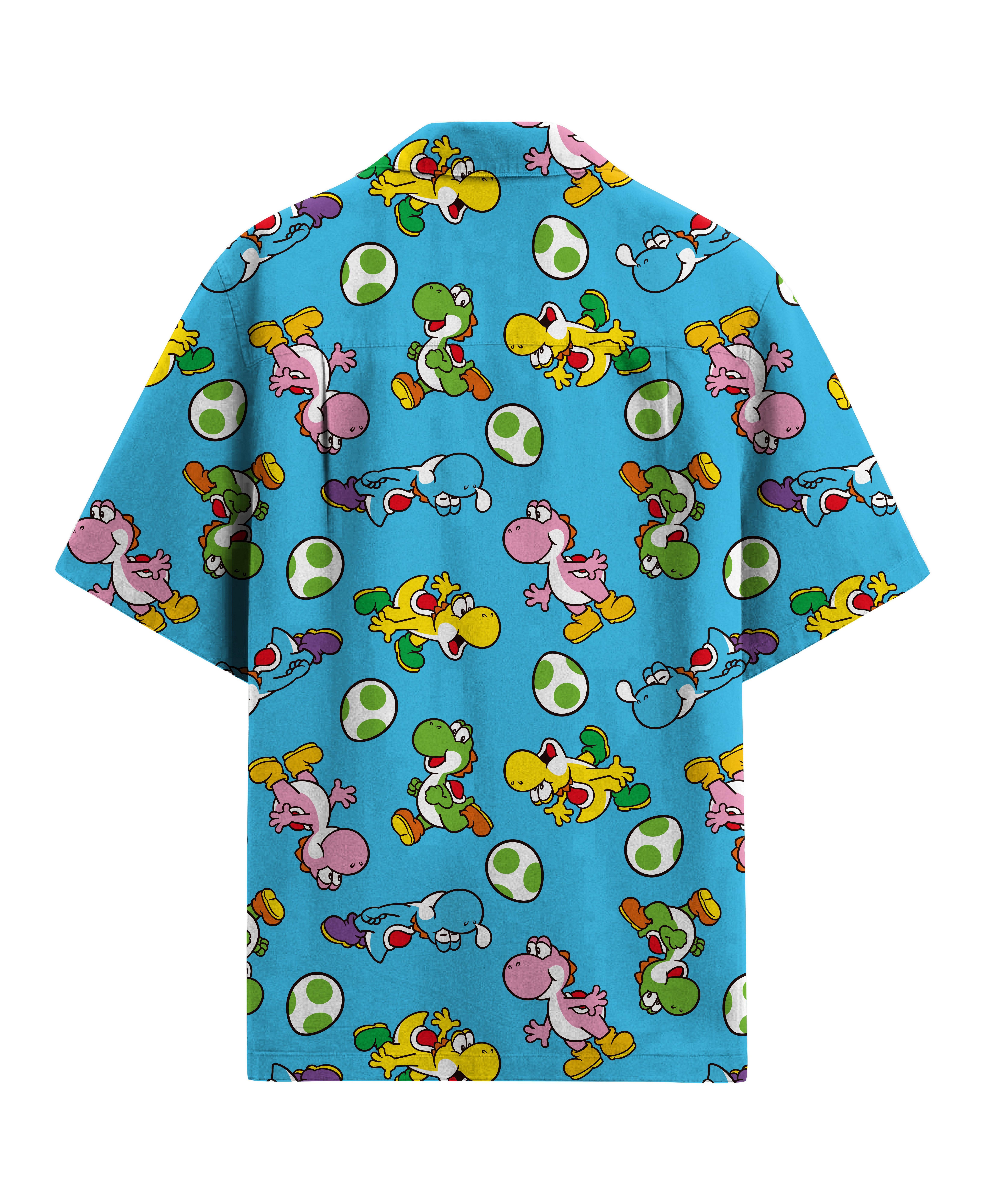 Super Mario Yoshi All-Over Print Woven Button-Up GameStop Exclusive