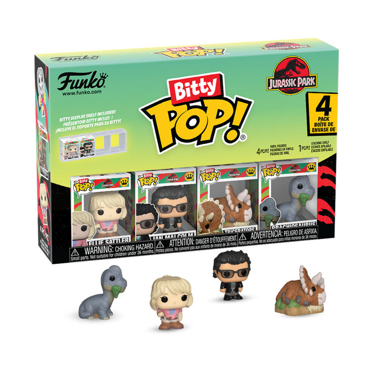 Funko Bitty POP! Jurassic Park 0.9-in Vinyl Figure 4-pack (Ellie Sattler, Ian Malcolm, Triceratops, Brachiosaurus, or Chase)