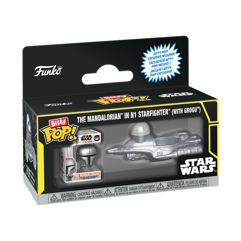 Funko Bitty POP! Rides The Mandalorian in N1 Starfighter (with Grogu) Vinyl Figure Set