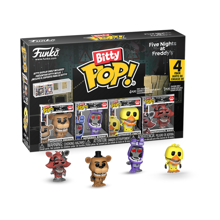 Funko Bitty POP! Five Nights at Freddy's Withered 0.9 in Vinyl Figure Set 4 Pack (Freddy, Bonnie, Chica, Foxy)