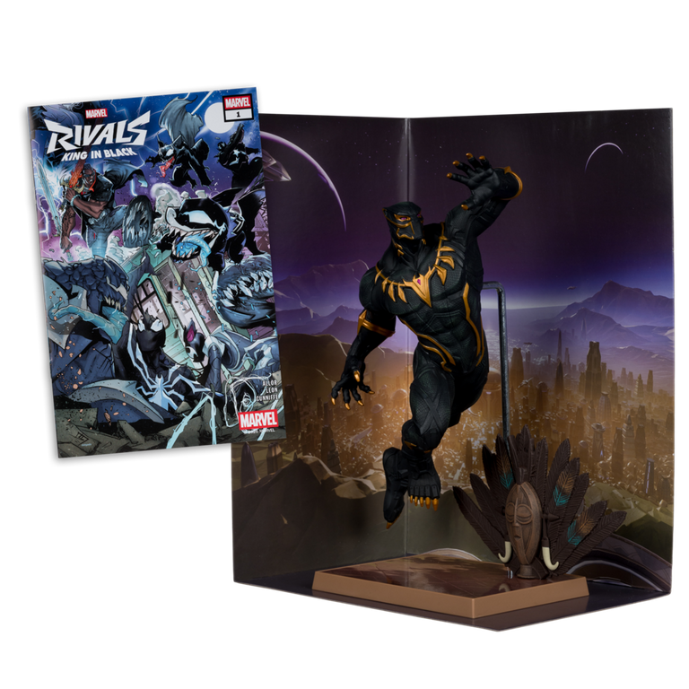 McFarlane Toys Marvel Rivals Collectibles Black Panther with Comic 10.6-in Action Figure