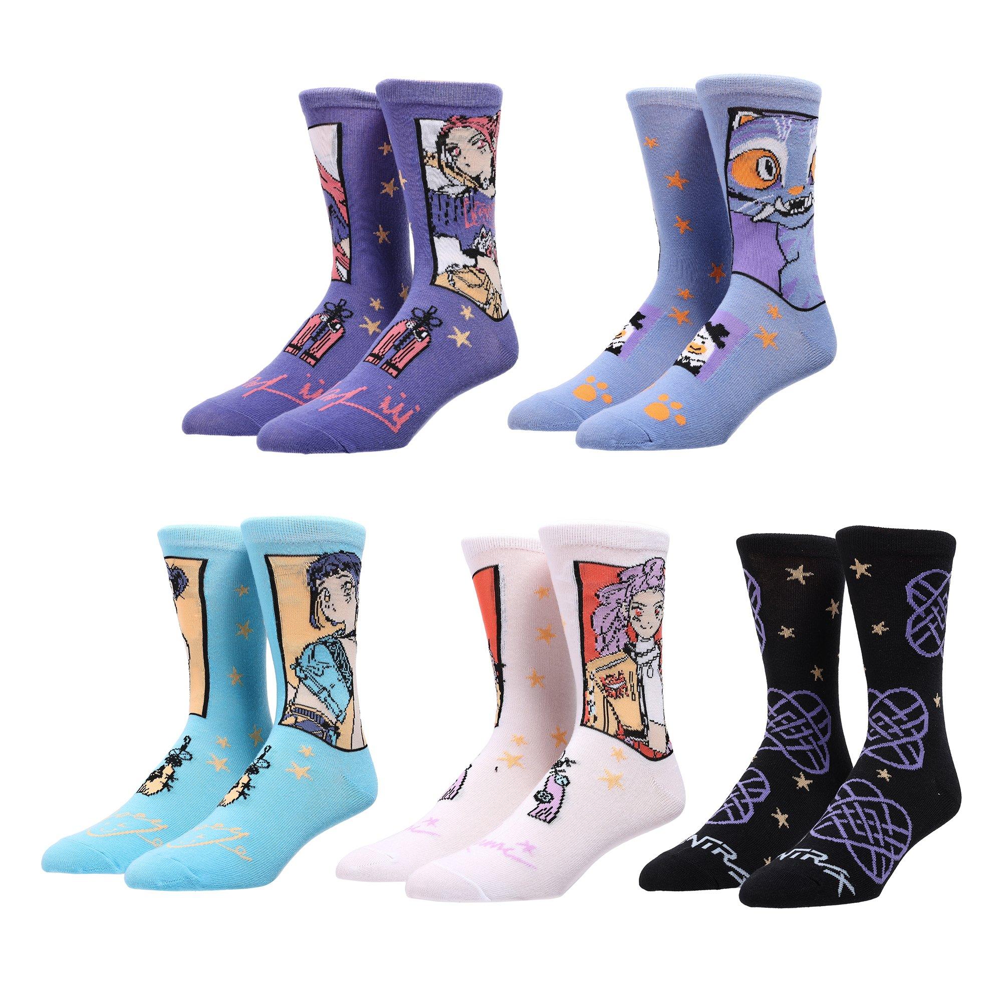 KPop Demon Hunters HUNTR/X and Derpy Crew 5 Pack Socks | GameStop