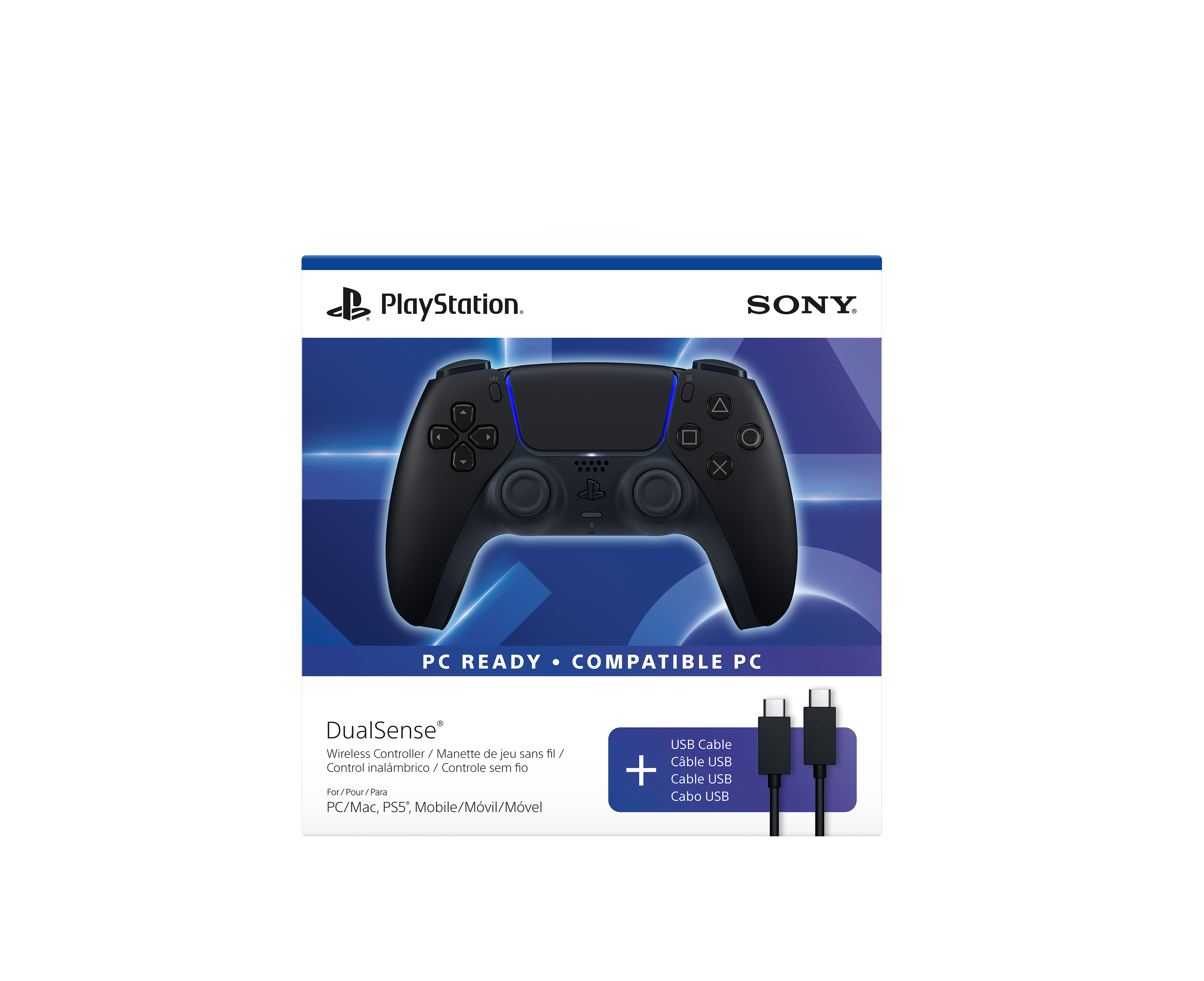 Sony DualSense Wireless Controller for PlayStation 5 (with USB Cable for PC) - Midnight Black