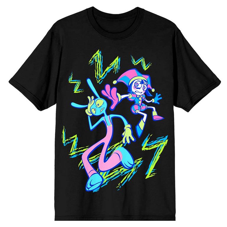 The Amazing Digital Circus Pomni and Jax Neon Puff Print Unisex Graphic T-Shirt GameStop Exclusive
