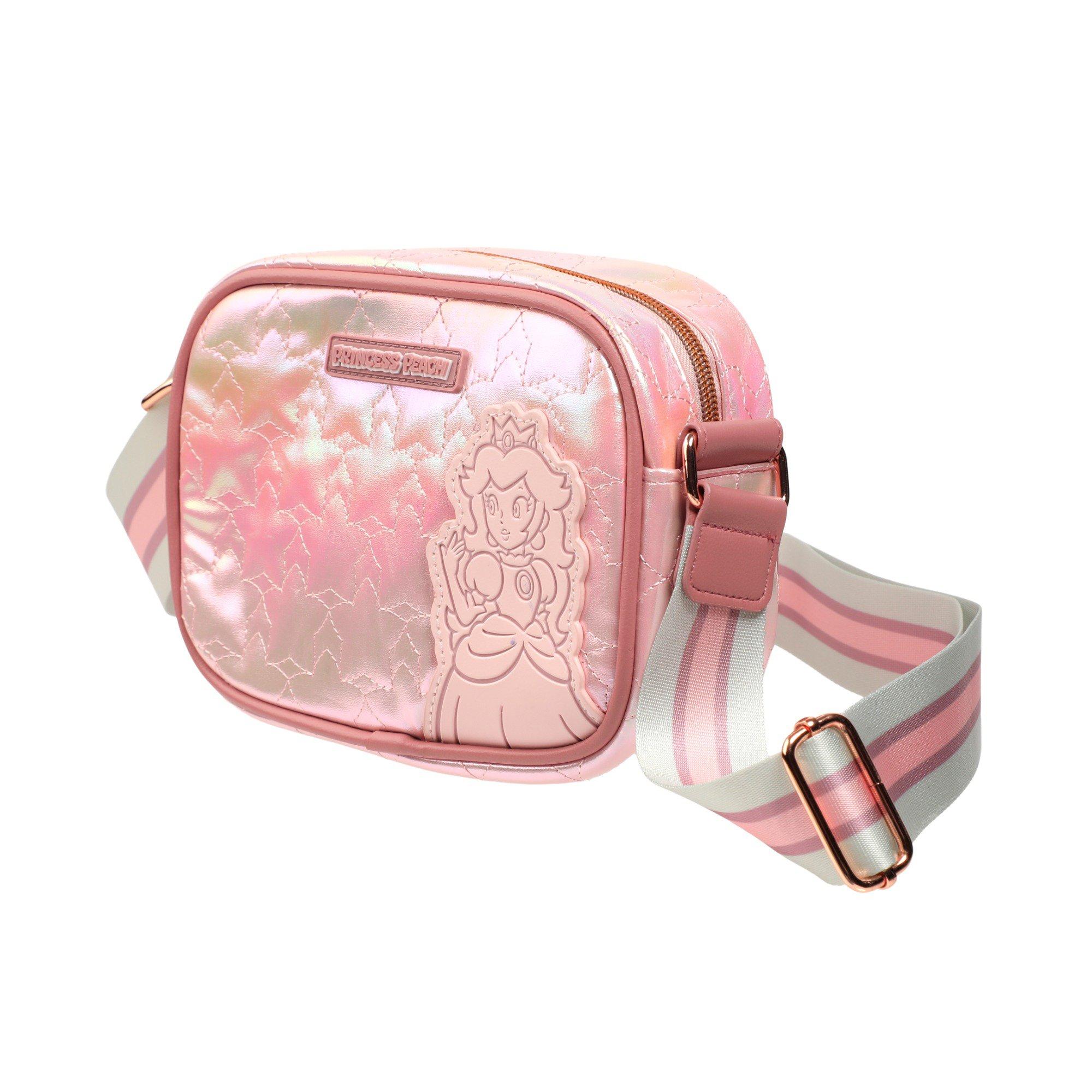 Super Mario Princess Peach Iridescent Quilted Camera Crossbody Bag GameStop Exclusive