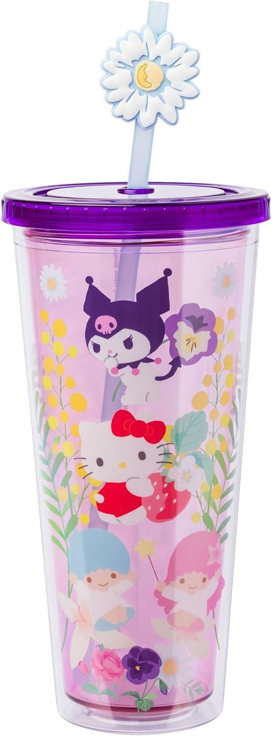 Silver Buffalo Sanrio Hello Kitty And Friends Floral Collage 24 oz Plastic Cold Cup