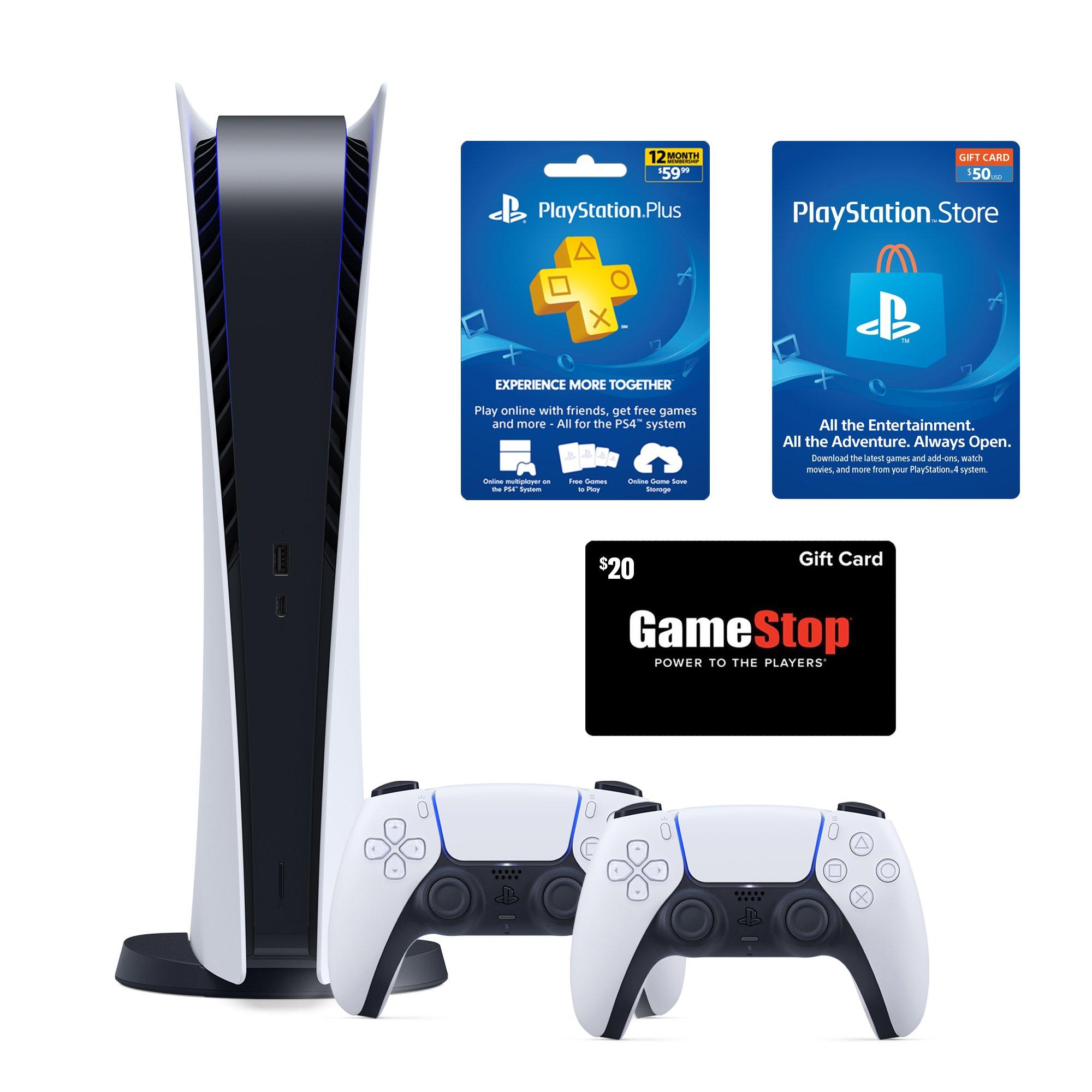 Playstation 5 Digital Edition With Ps Plus System Bundle With Gamestop Gift Card Gamestop