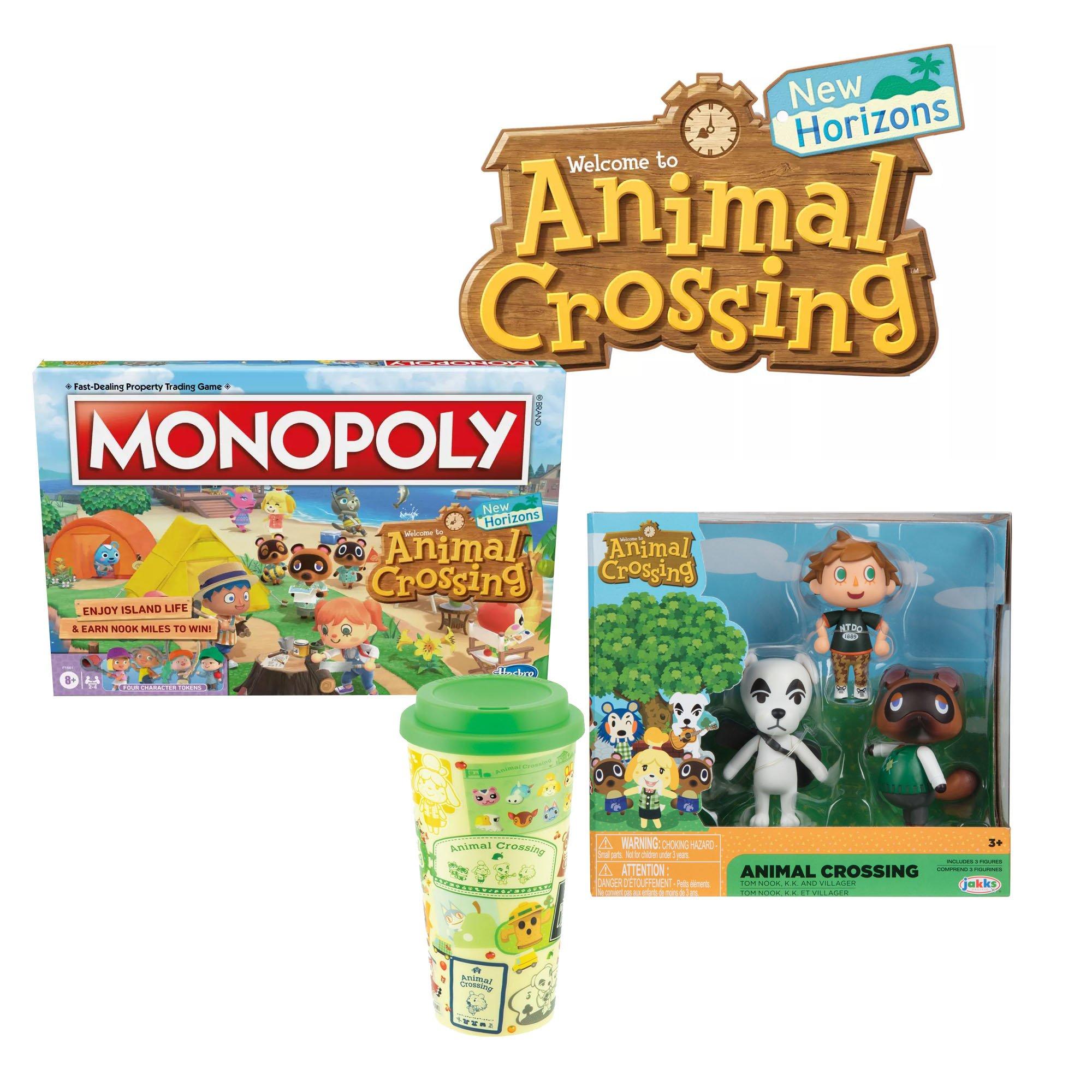 Animal Crossing Logo Light, Monopoly Game, Travel Mug, 3pc Action Figure  Easter Bundle | GameStop