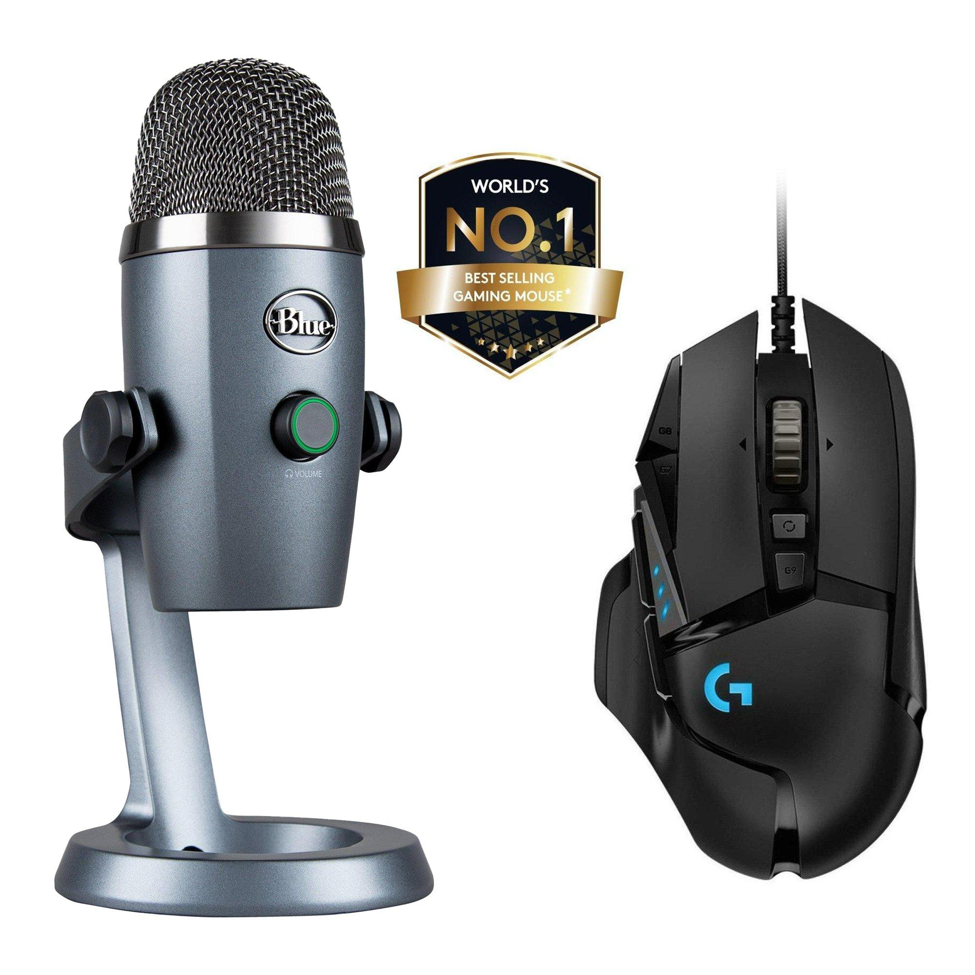 Yeti Gray Nano Microphone and Logitech G502 HERO Gaming Mouse Bundle