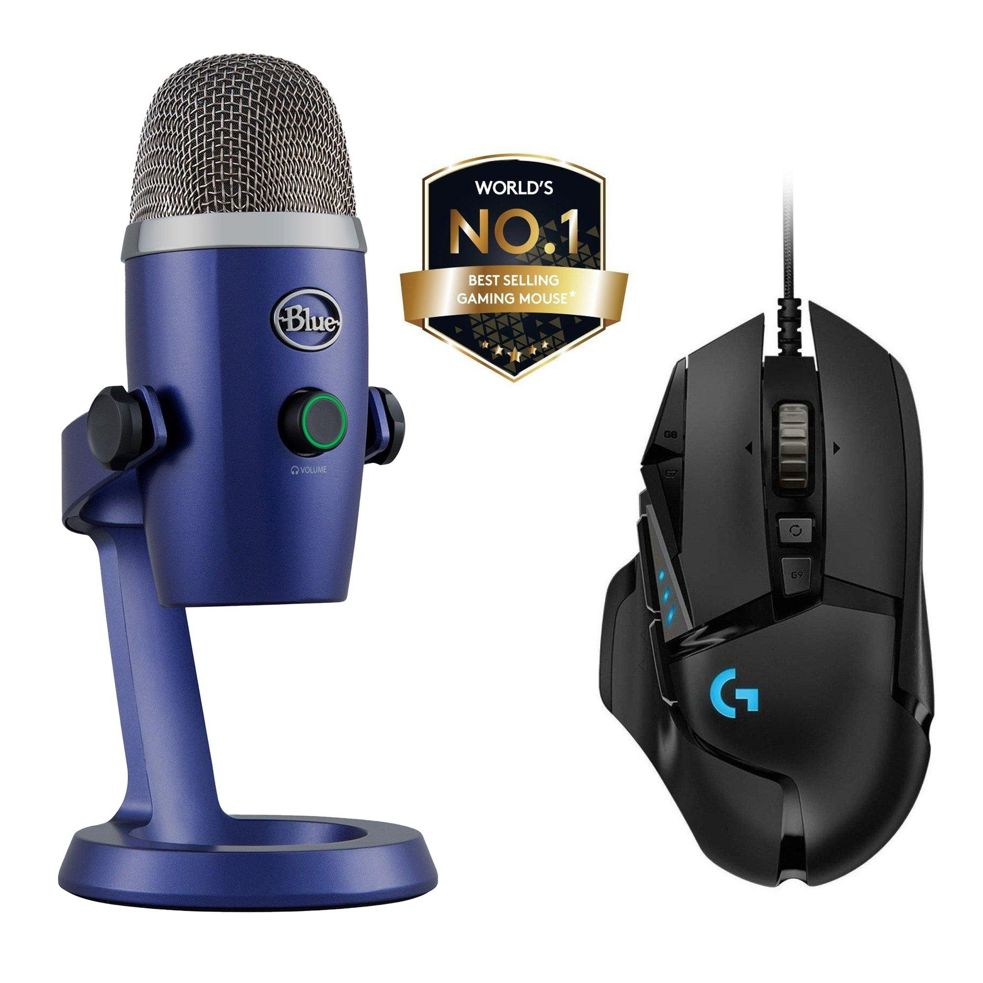 Yeti Blue Nano Microphone and Logitech G502 HERO Gaming Mouse Bundle