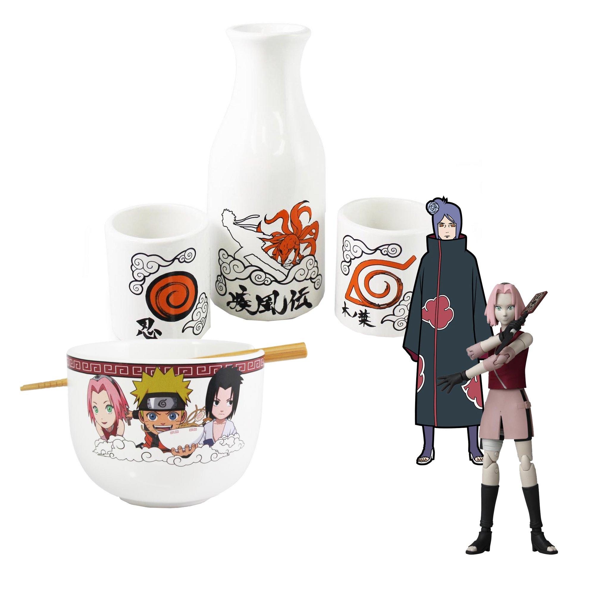 list item 1 of 1 Naruto Konan FiGPiN, Sakura Action Figure, Sake Set, Ramen Bowl Easter Bundle