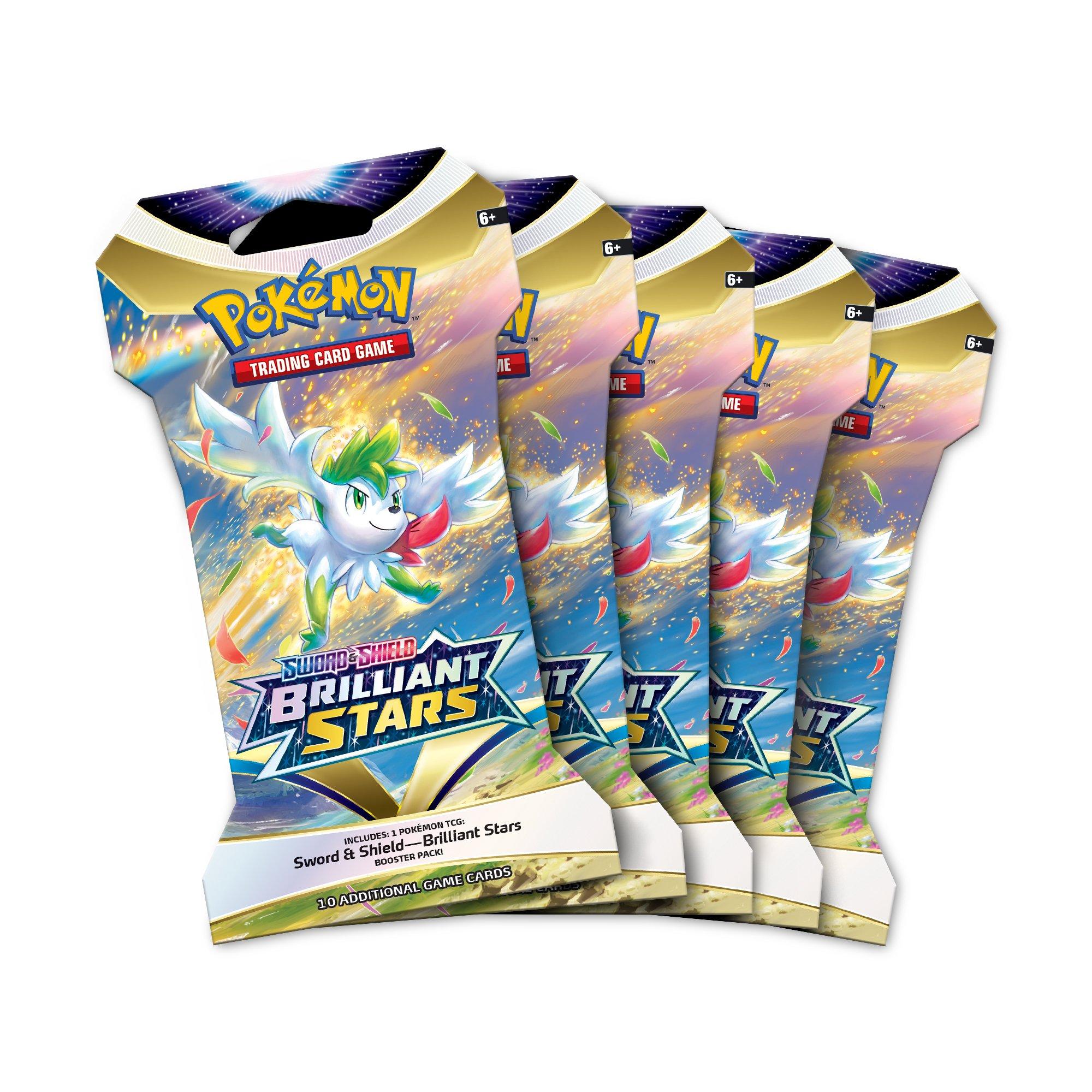 list item 1 of 1 Pokemon Trading Card Game: Sword and Shield Brilliant Stars Sleeved 5 Booster Pack Bundle