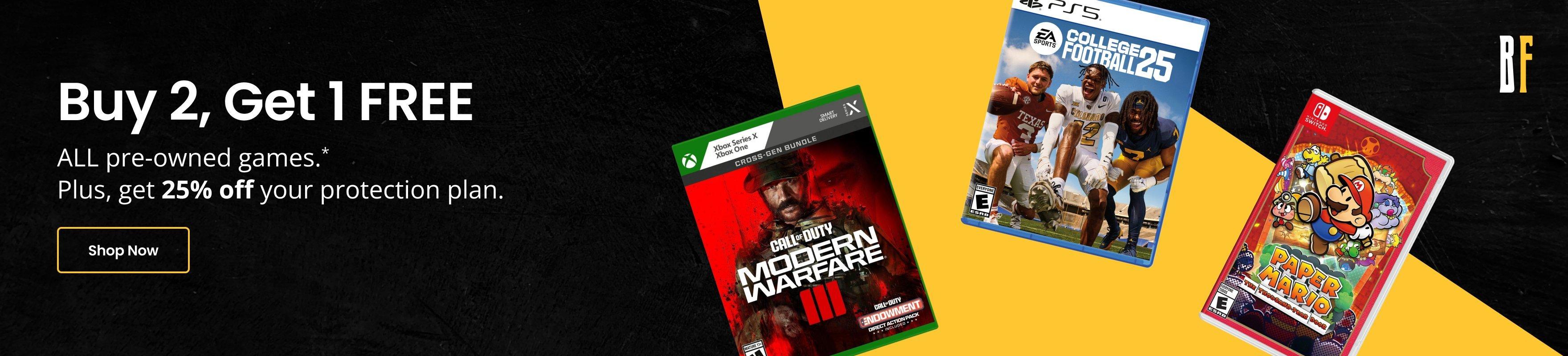 Buy 2 Get 1 Free Pre-Owned Video Games