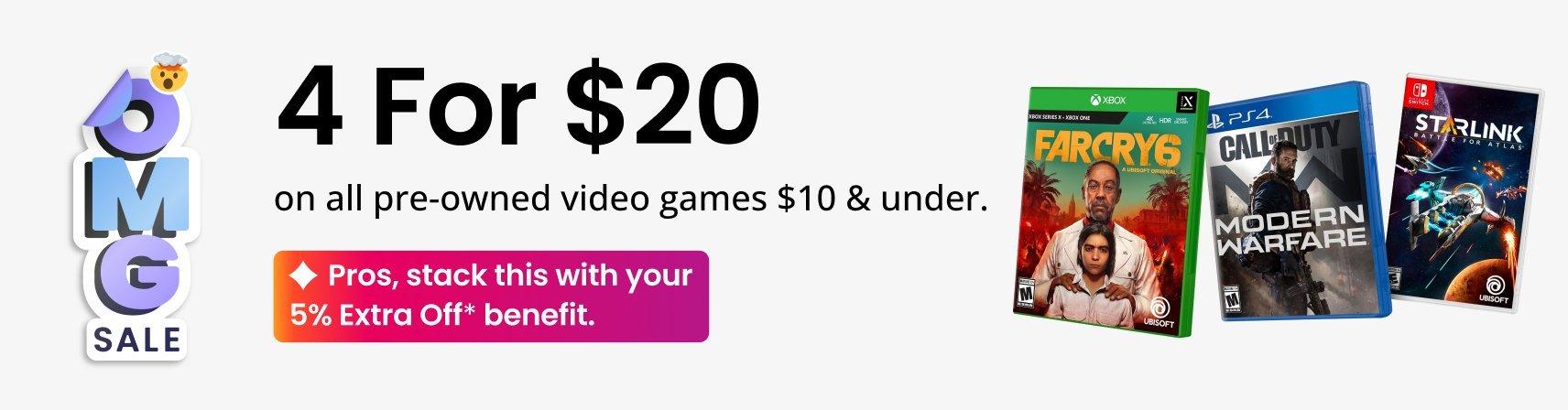 4 for $20 Pre-Owned Games Under $10