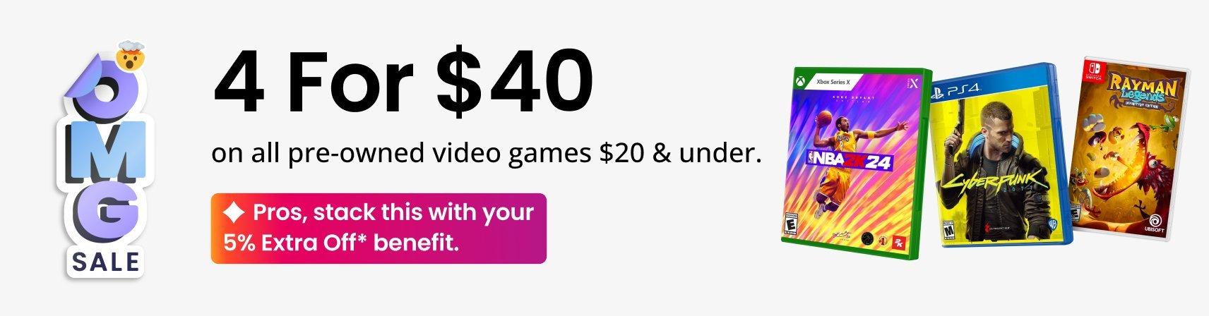 4 for $40 Pre-Owned Games Under $20